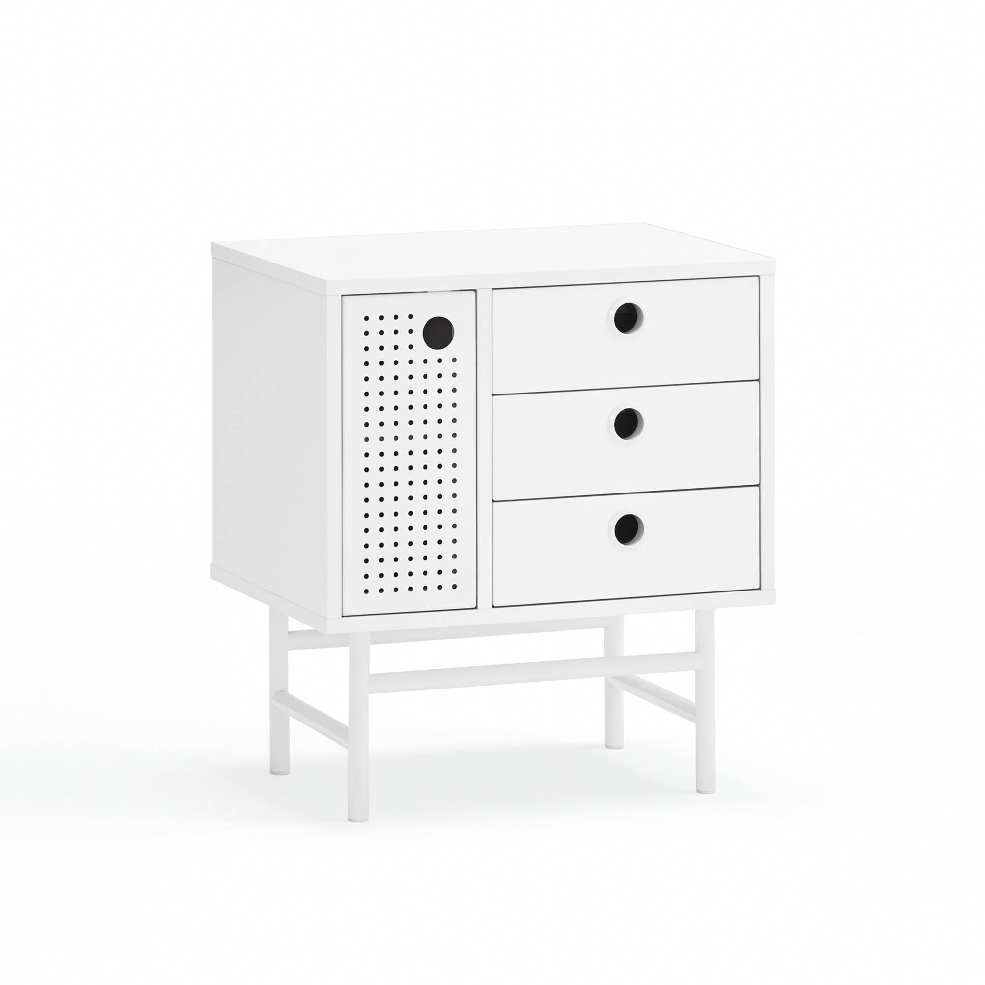 Bedside Table Punto 1D3Dr White