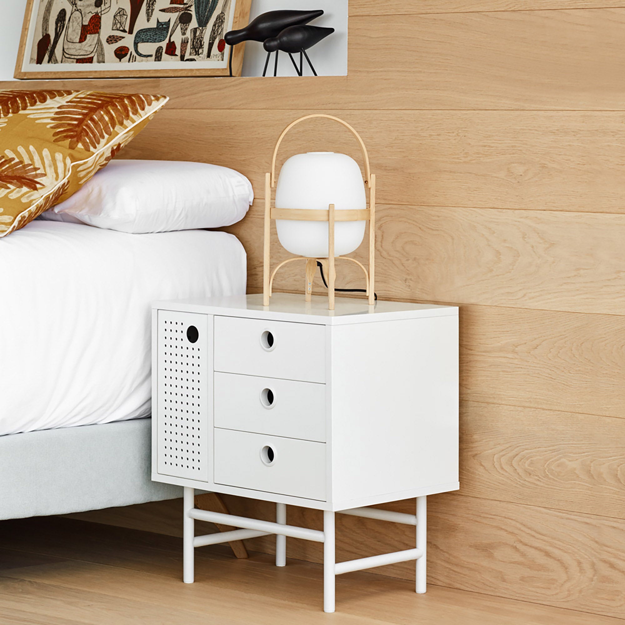 Bedside Table Punto 1D3Dr White