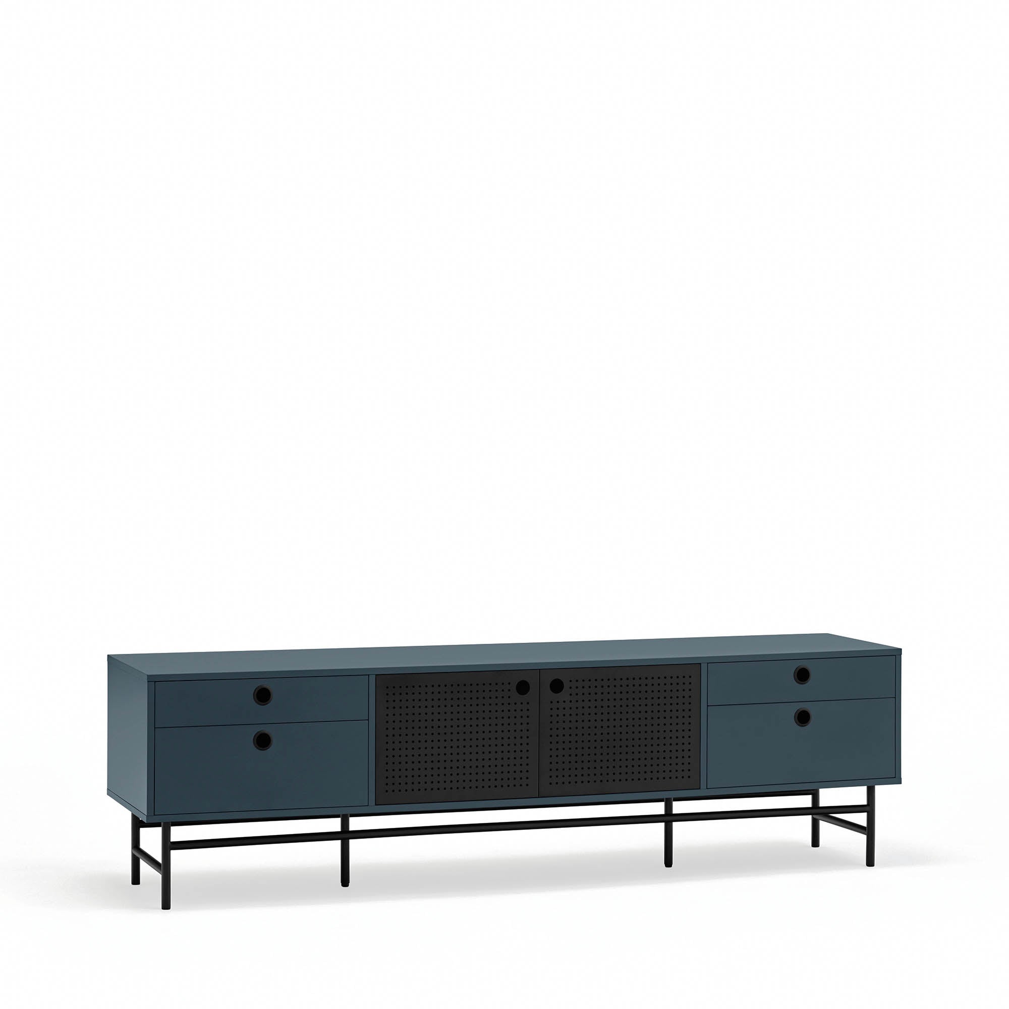 Tv Cabinet Punto 2D4Dr Black/Blue-Gr.Antr