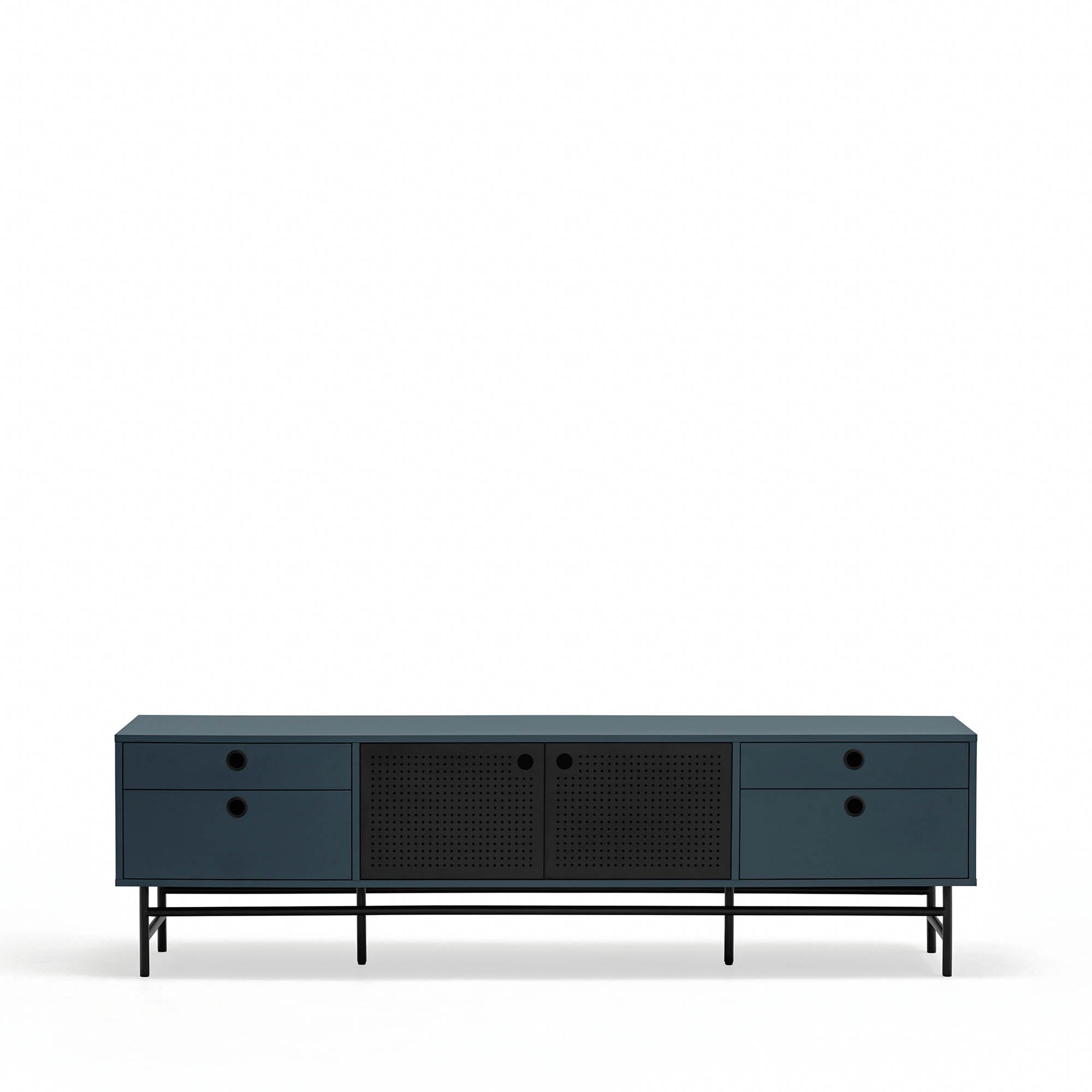 Tv Cabinet Punto 2D4Dr Black/Blue-Gr.Antr