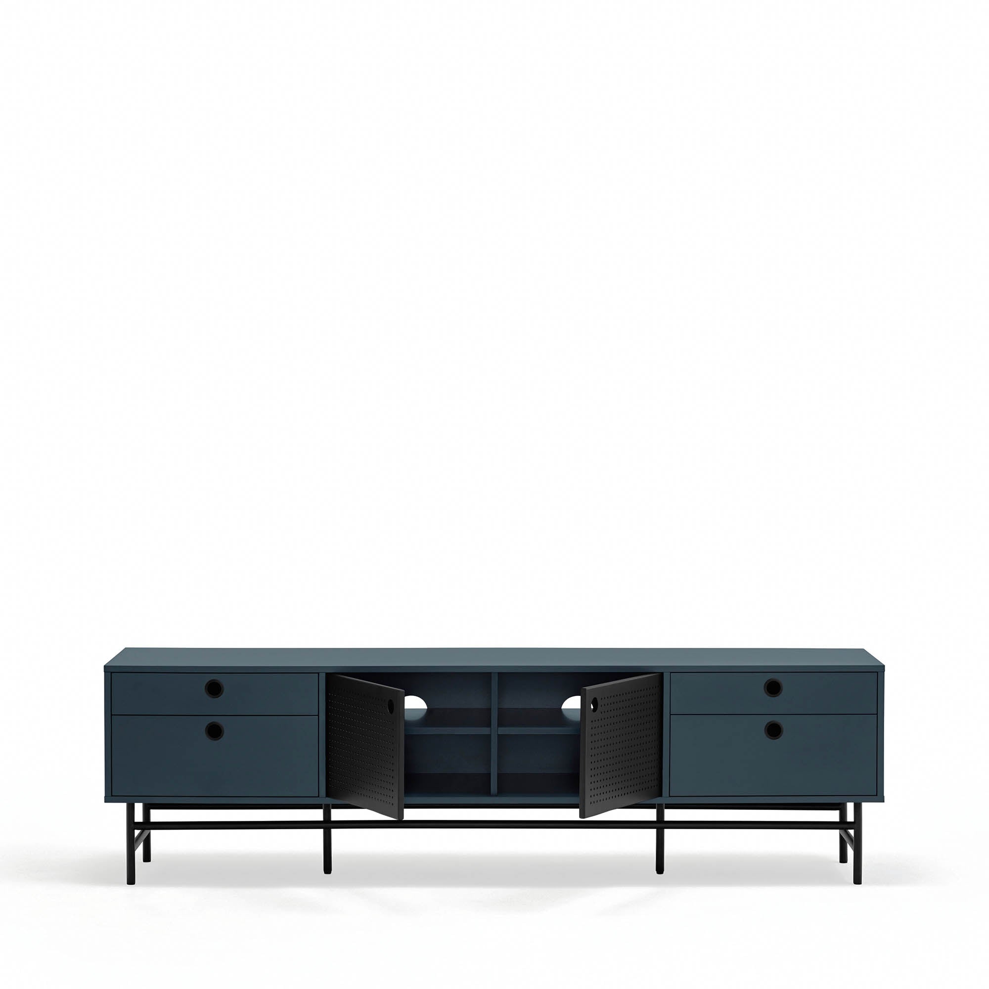 Tv Cabinet Punto 2D4Dr Black/Blue-Gr.Antr