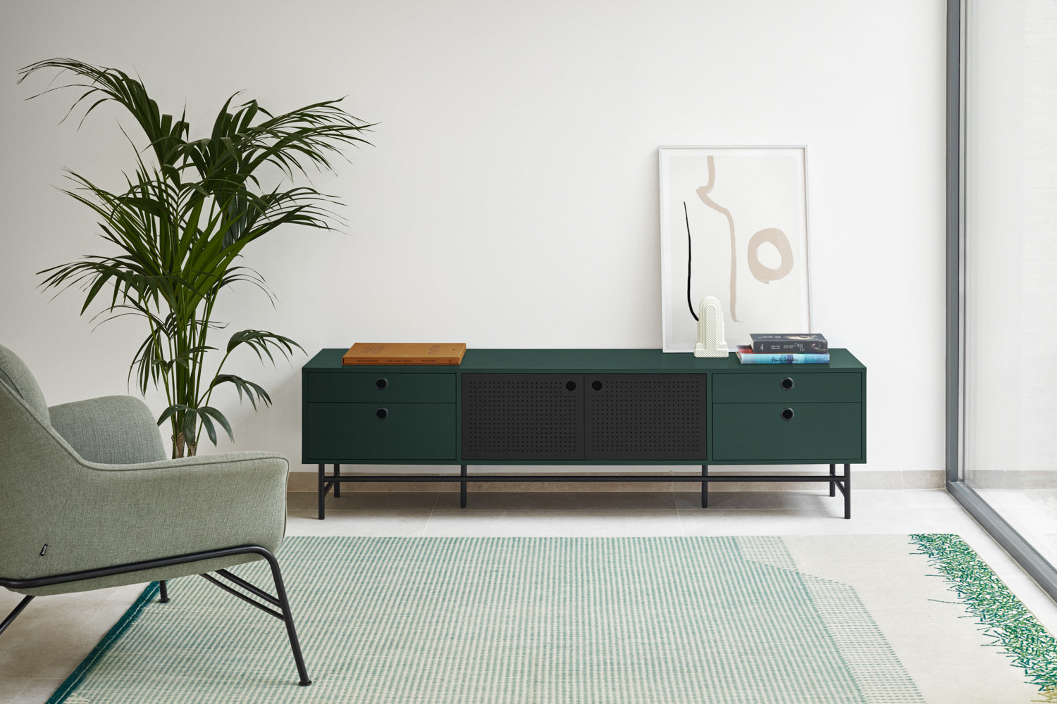 Tv Cabinet Punto 2D4Dr Black/Dark Green