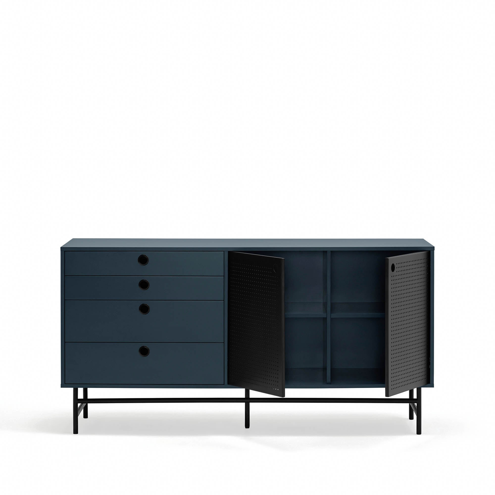 Sideboard Punto 2D4Dr Black/Blue-Gr.Antr