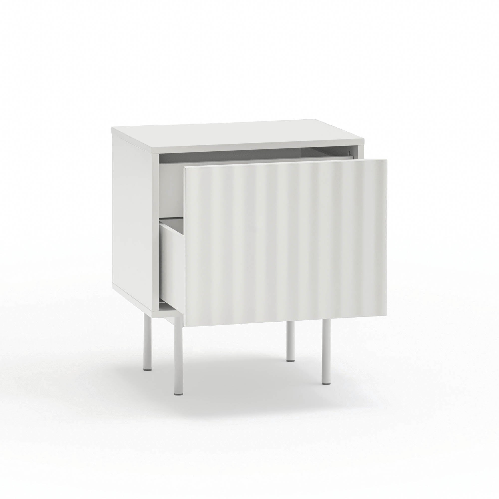 Bedside Table Sierra 1 Front, 2 Inner Drawers Whit