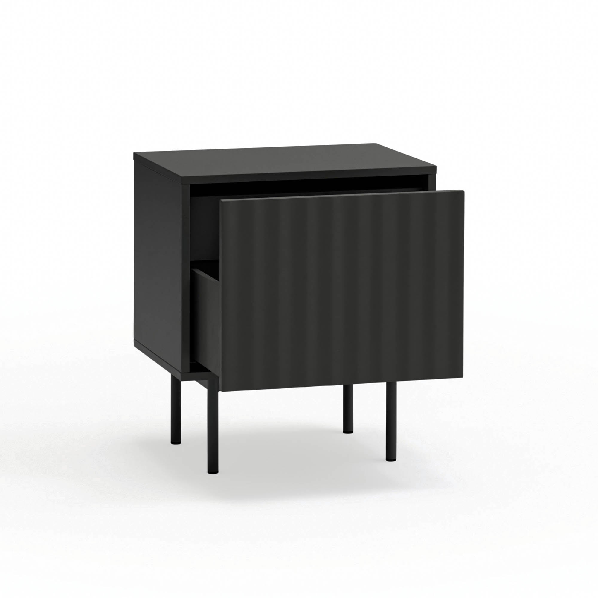 Bedside Table Sierra 1 Front, 2 Inner Drawers Blac