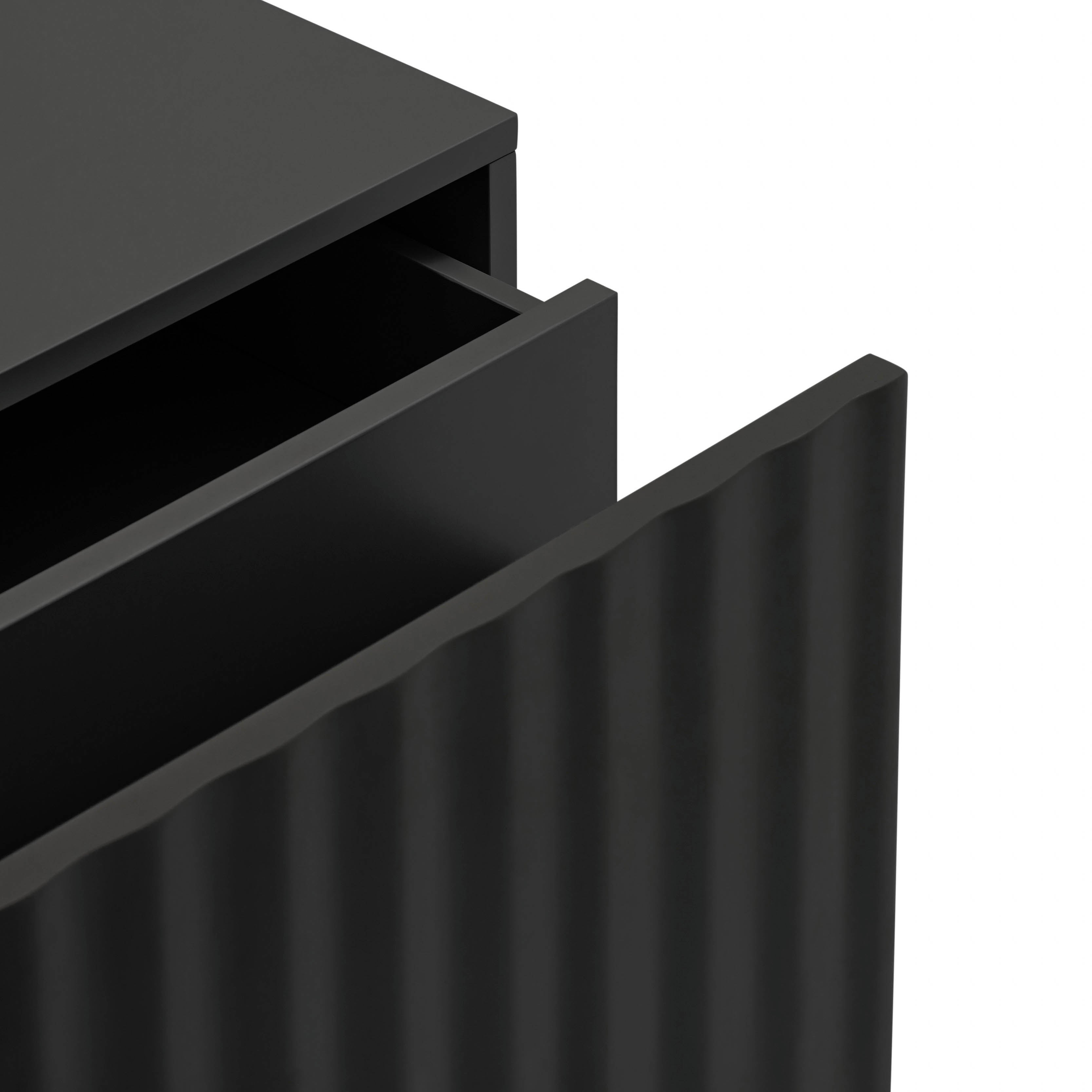 Bedside Table Sierra 1 Front, 2 Inner Drawers Blac