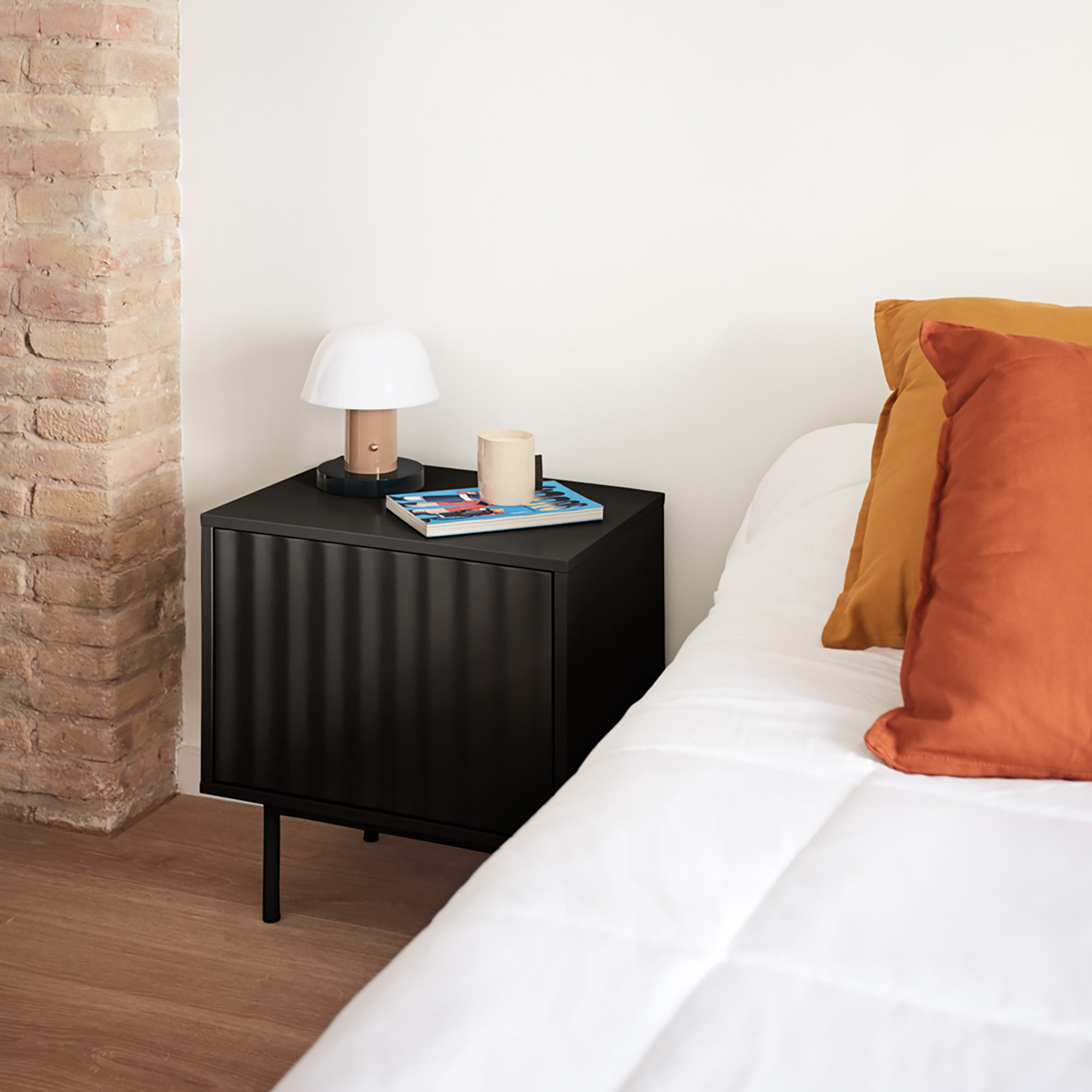 Bedside Table Sierra 1 Front, 2 Inner Drawers Blac