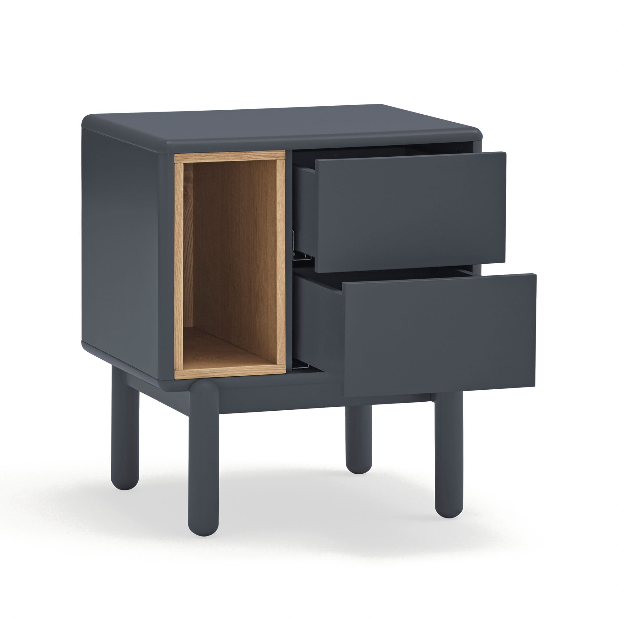 Bedside Table Corvo 2C1H Anthracite Gray