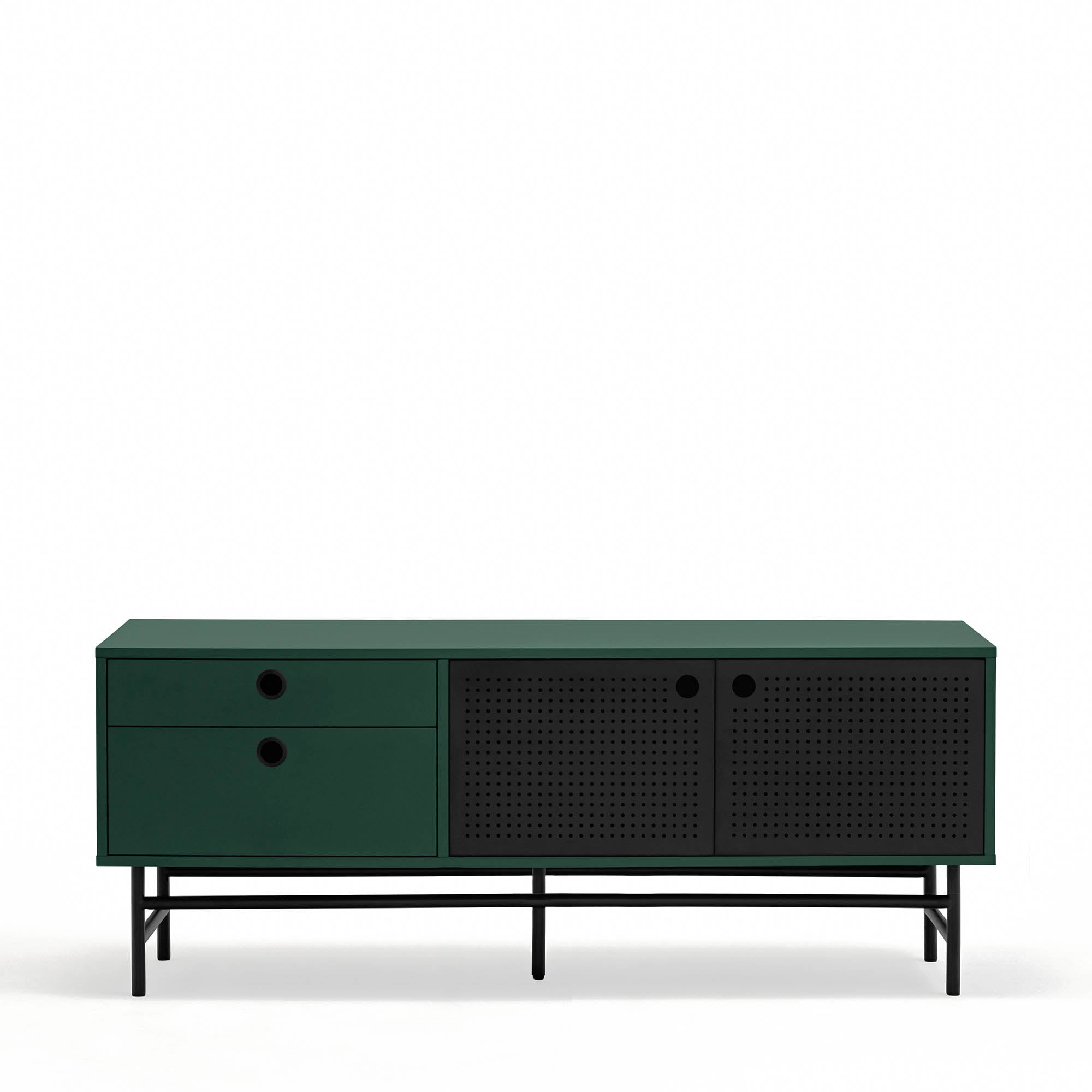 Tv Cabinet Punto 2D2Dr 140Cm Black/Dark Green
