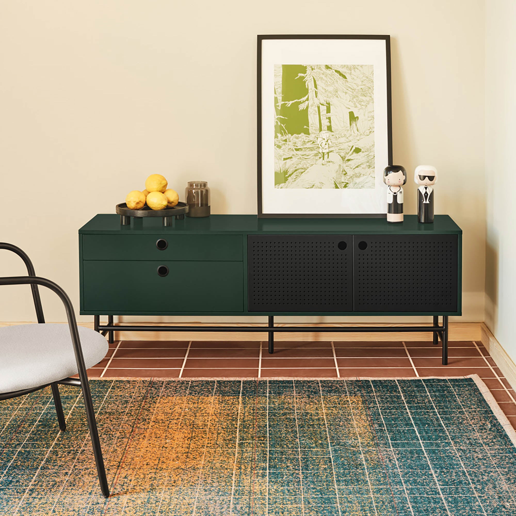 Tv Cabinet Punto 2D2Dr 140Cm Black/Dark Green