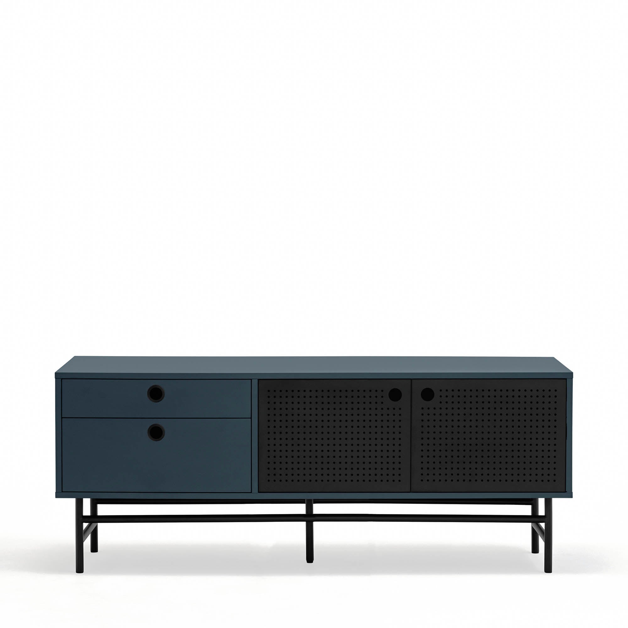 Tv Cabinet Punto 2D2Dr 140Cm Black/Blue-Gr.Antr