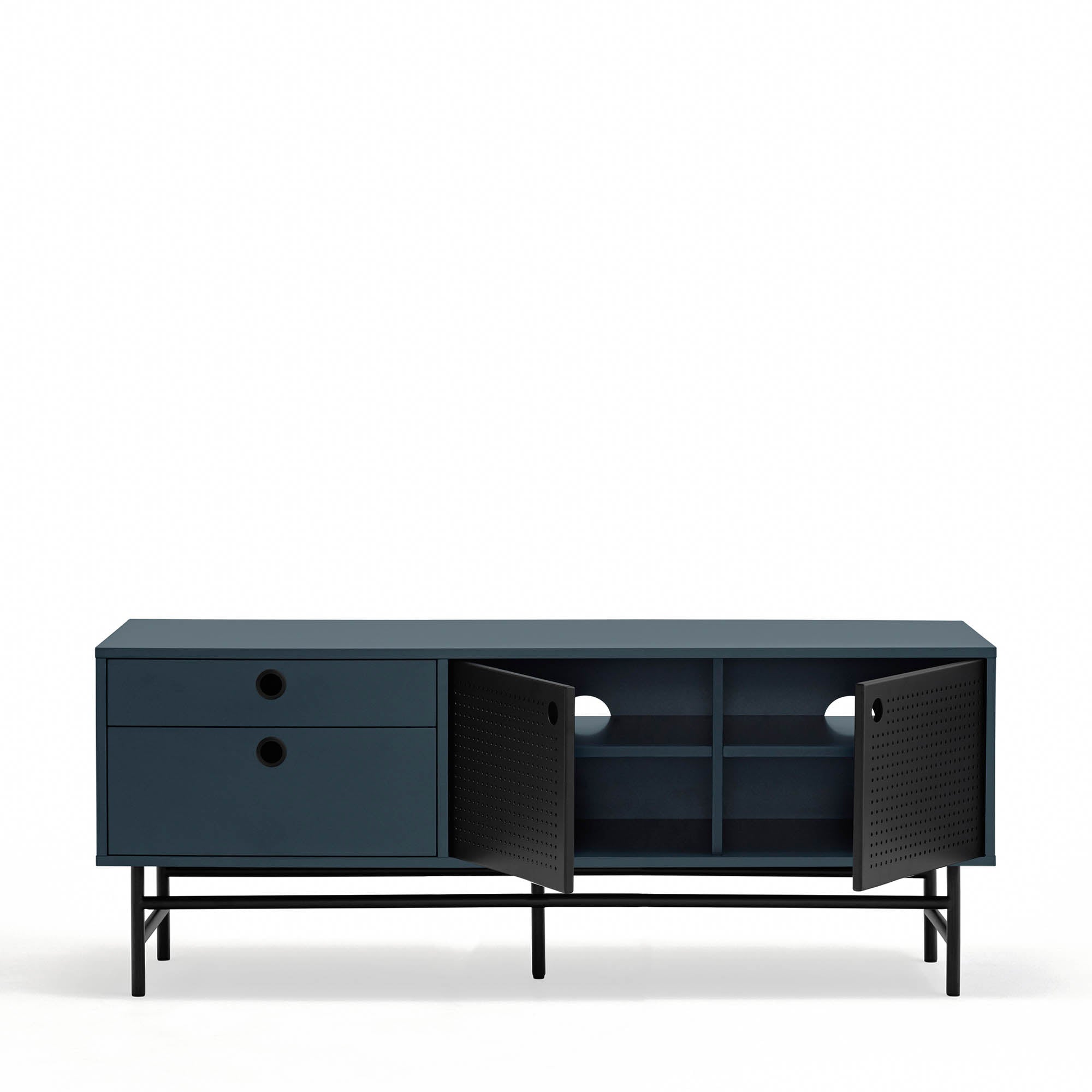 Tv Cabinet Punto 2D2Dr 140Cm Black/Blue-Gr.Antr