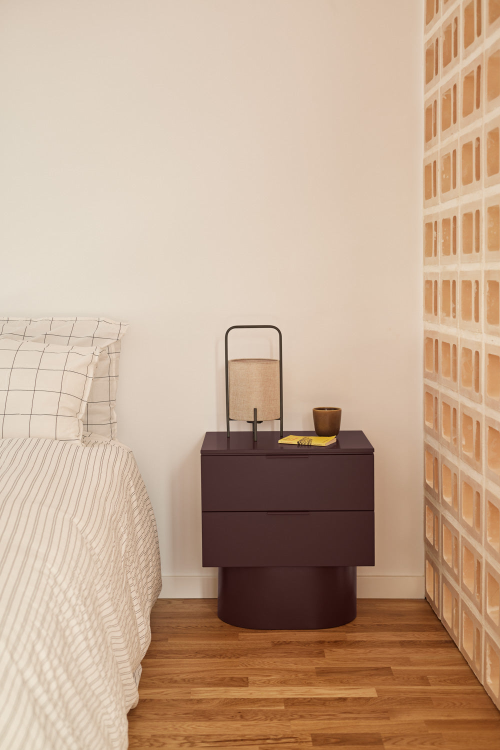 Bedside Table Totem 2Dr Aubergine
