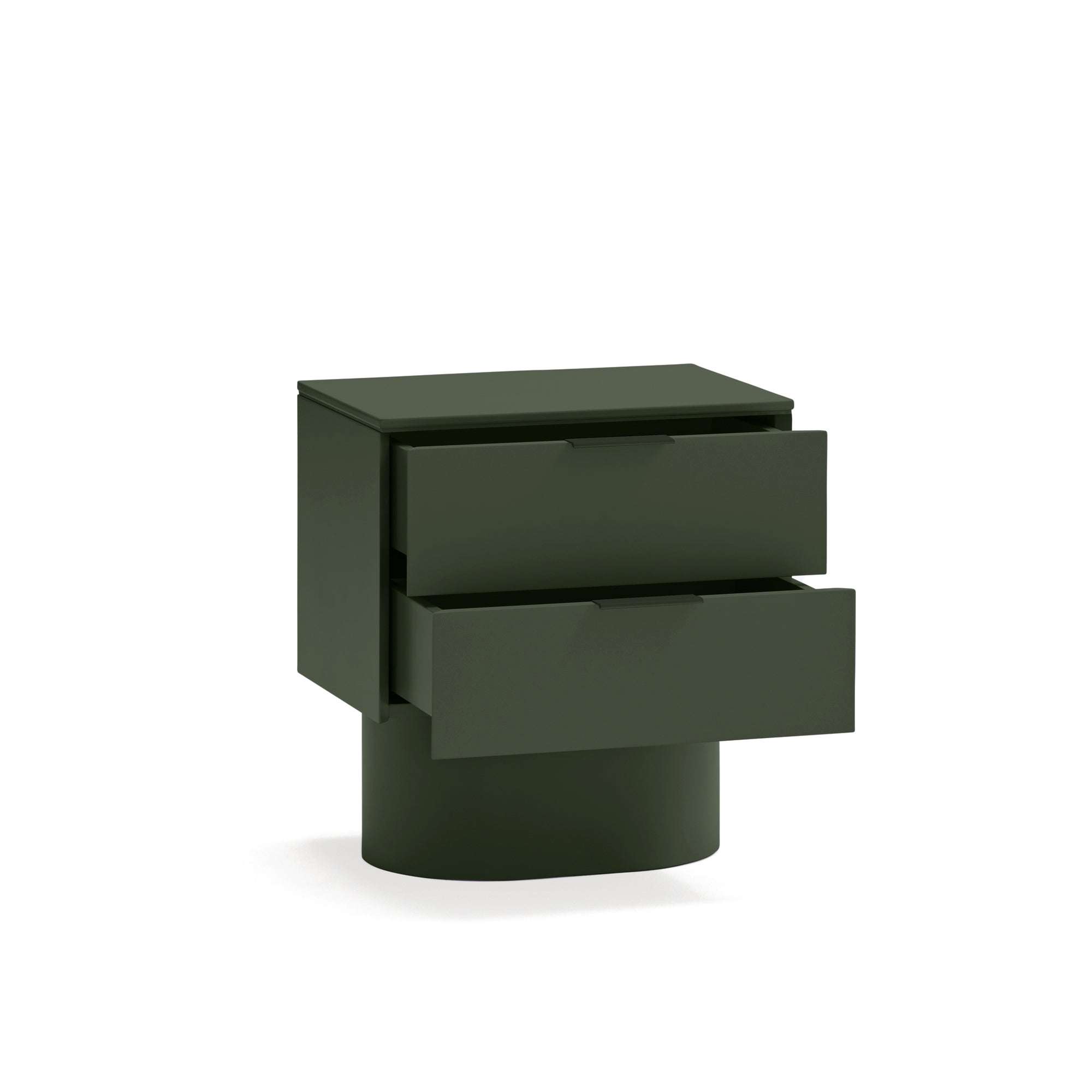 TOTEM Bedside Table with 2 Drawers in Olive Green by Teulat