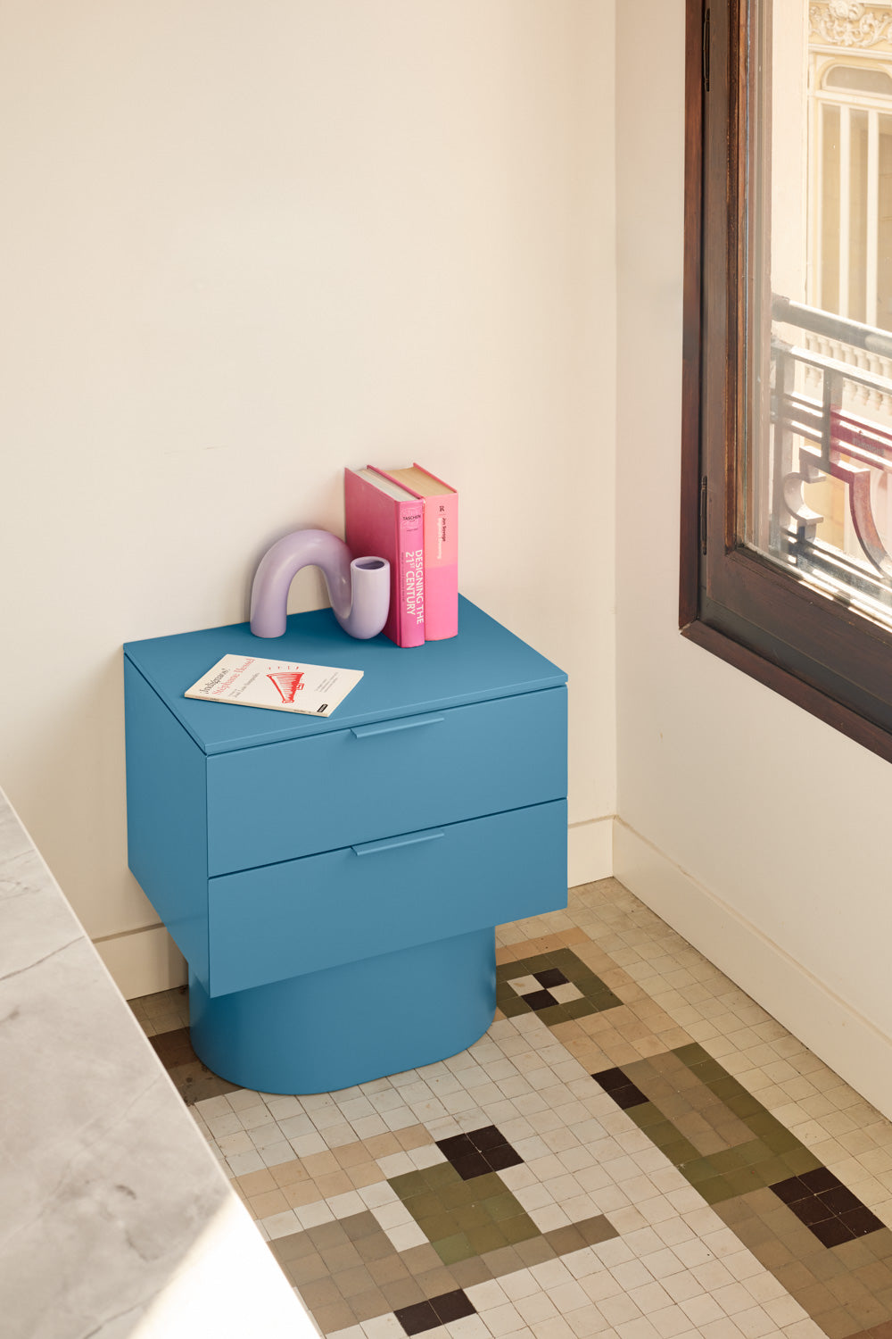 Bedside Table Totem 2Dr Blue