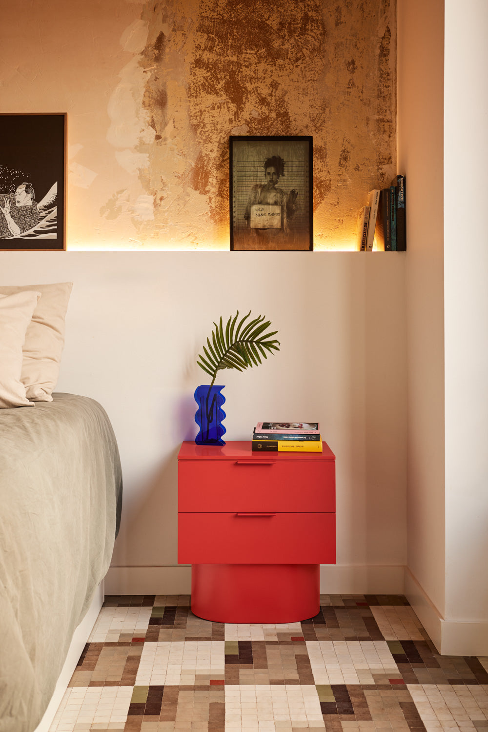 Bedside Table Totem 2Dr Red