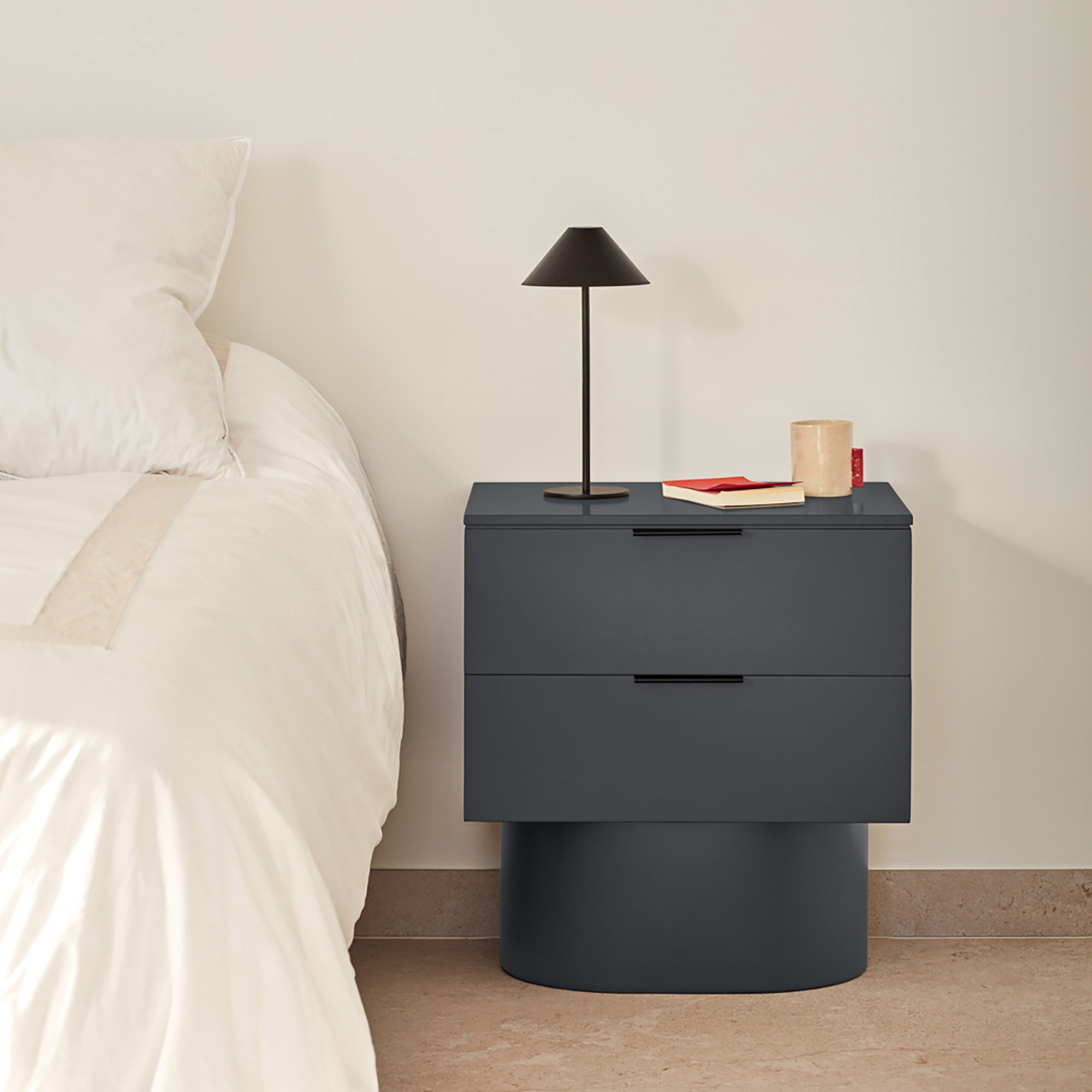 Bedside Table Totem 2Dr Anthracite Gray