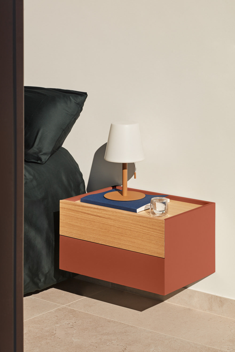 Bedside Table Otto 2Dr Brick/Oak