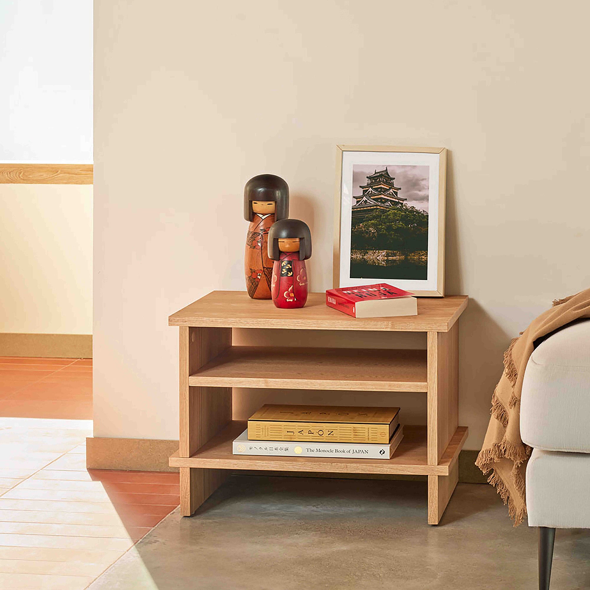 Bedside Table Inari 2 Shelves Oak