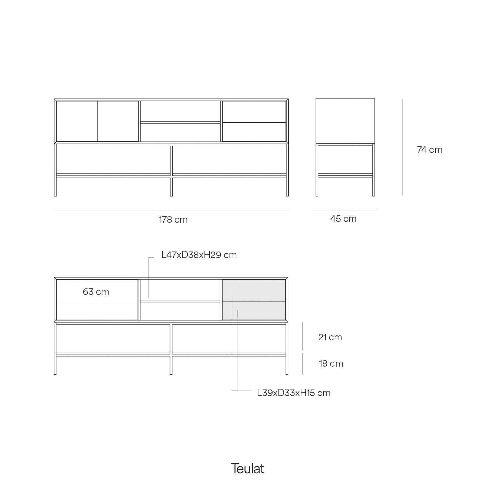 Tv Cabinet Platt 2D2Dr2H 175Cm Clay