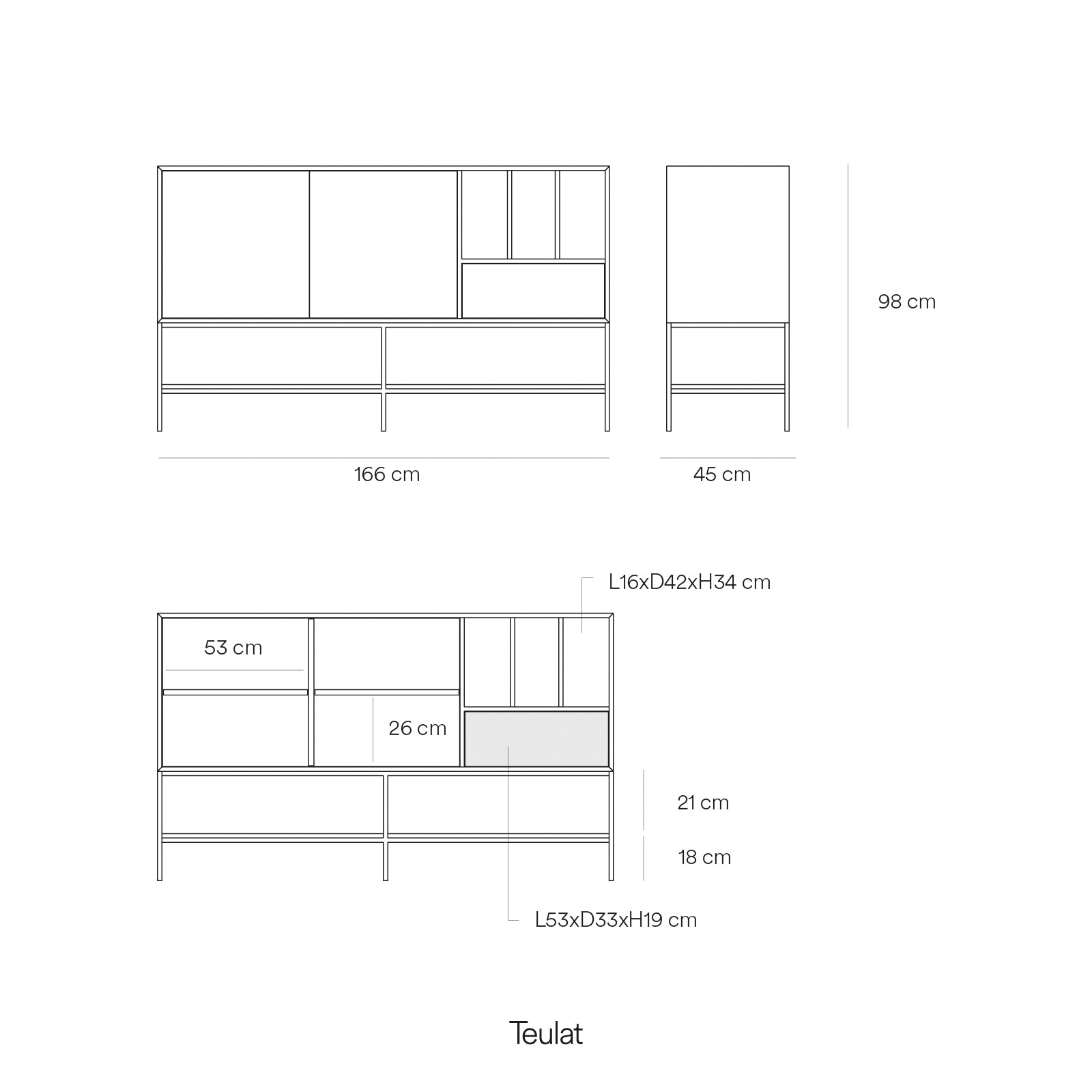Sideboard Platt 2D1Dr3H 166Cm Sand