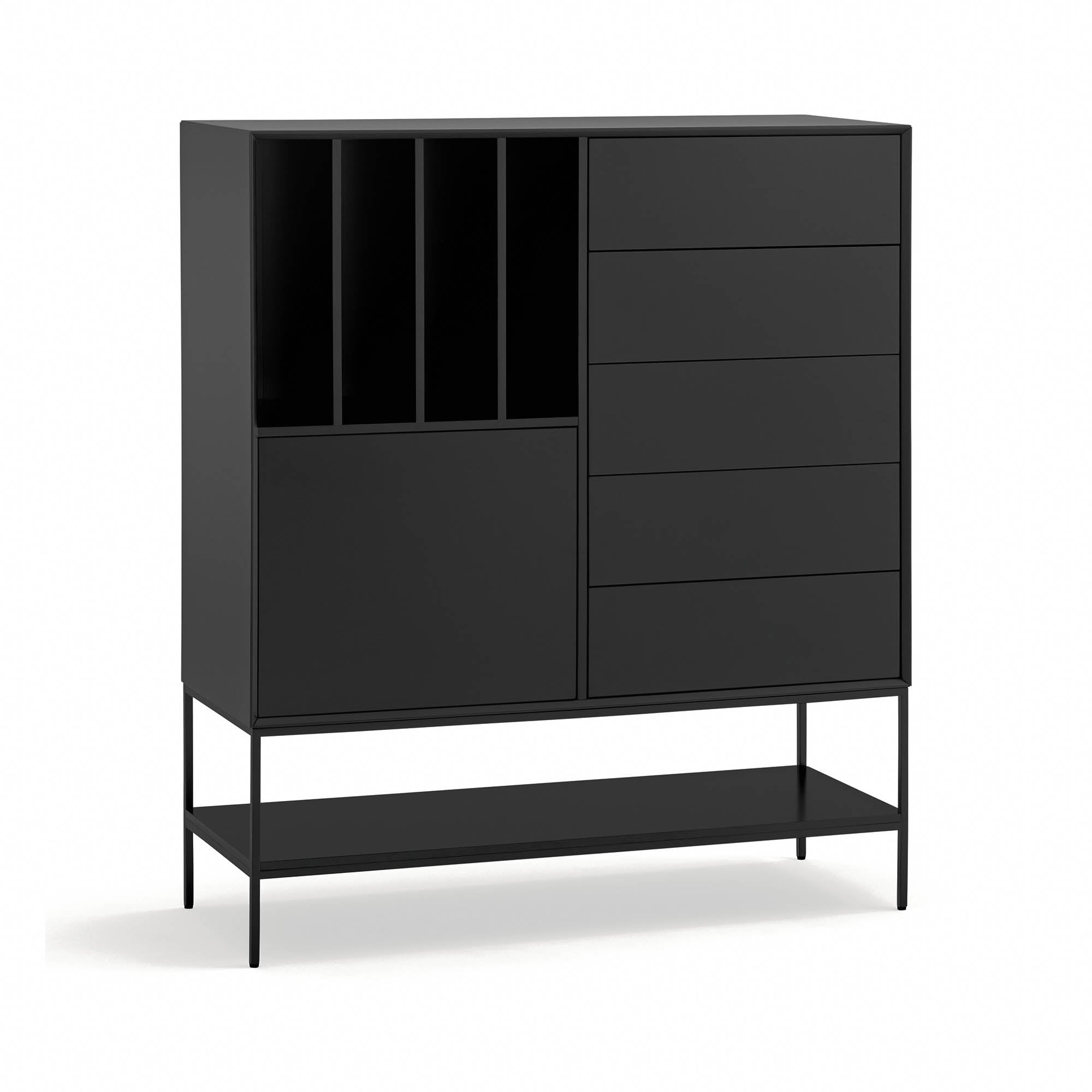 Enstaka skåp Platt 2D4H5Dr 120cm Svart