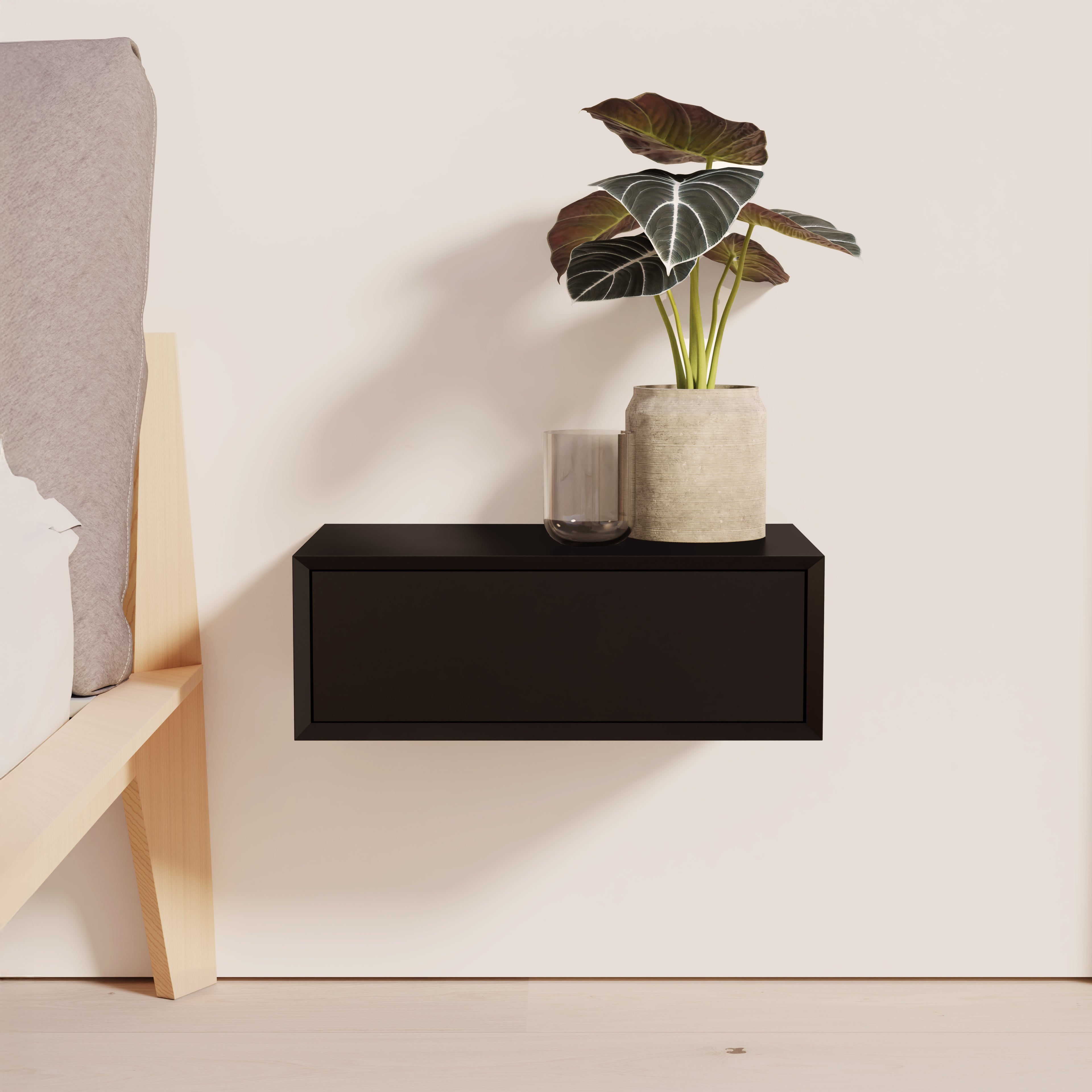 Bedside Table Platt 1Dr Suspended Black
