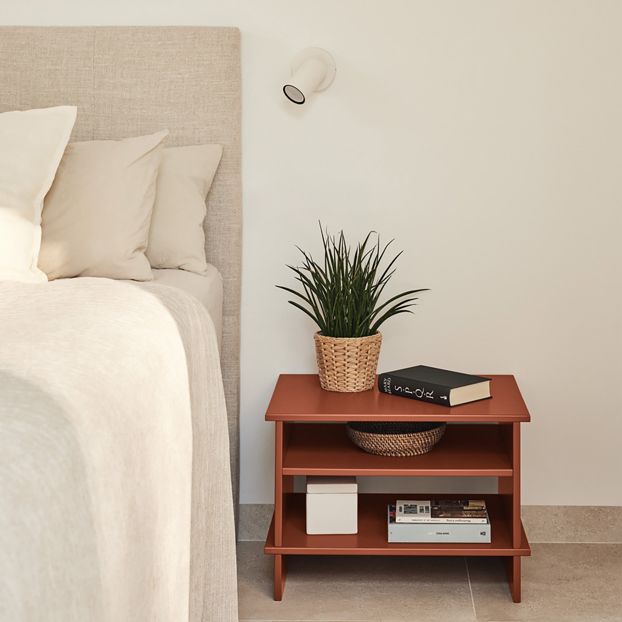 Bedside Table Inari 2 Shelves Brick