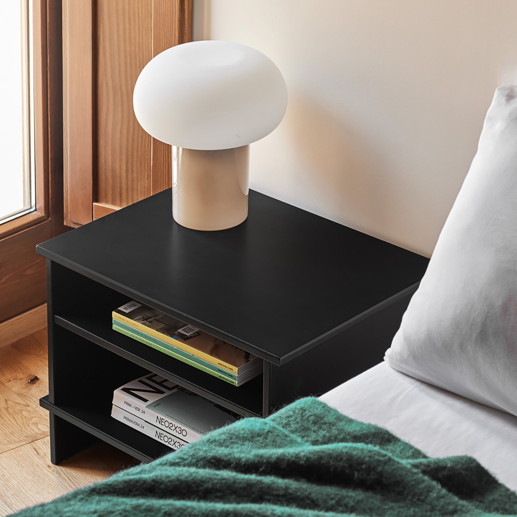 Bedside Table Inari 2 Shelves Black