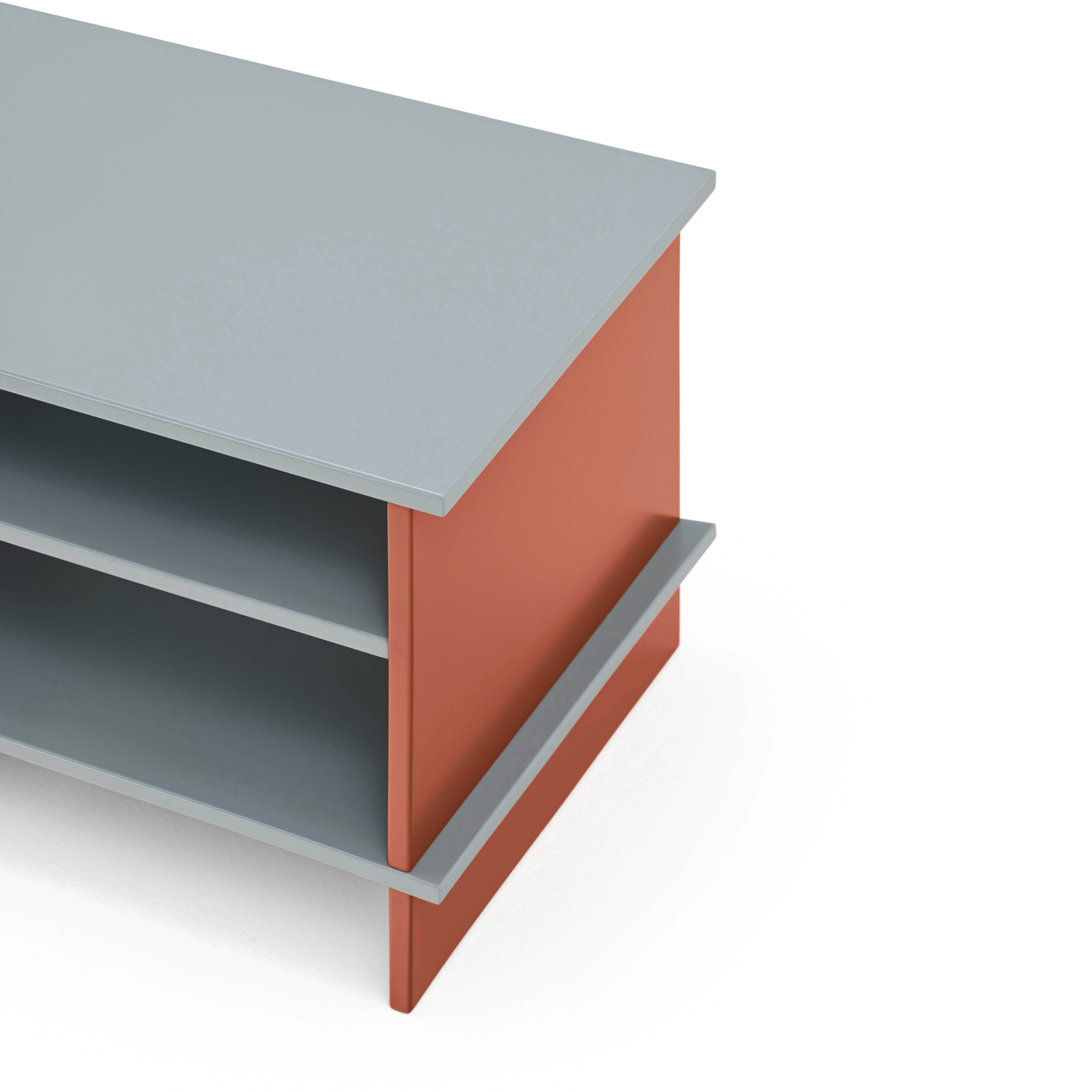 Bedside Table Inari 2 Shelves Pearl Grey/Brick