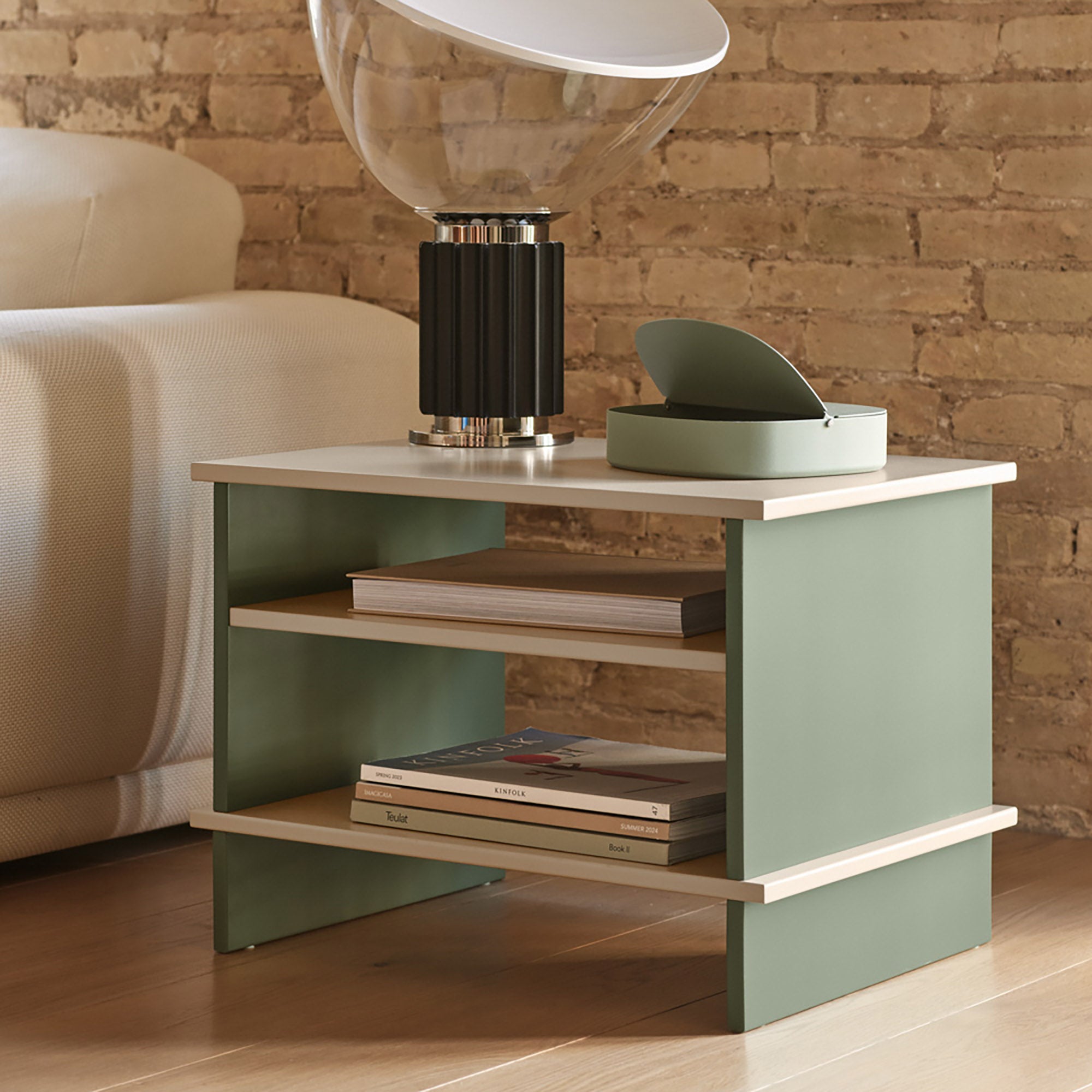 Bedside Table Inari 2 Shelves Sand/Green
