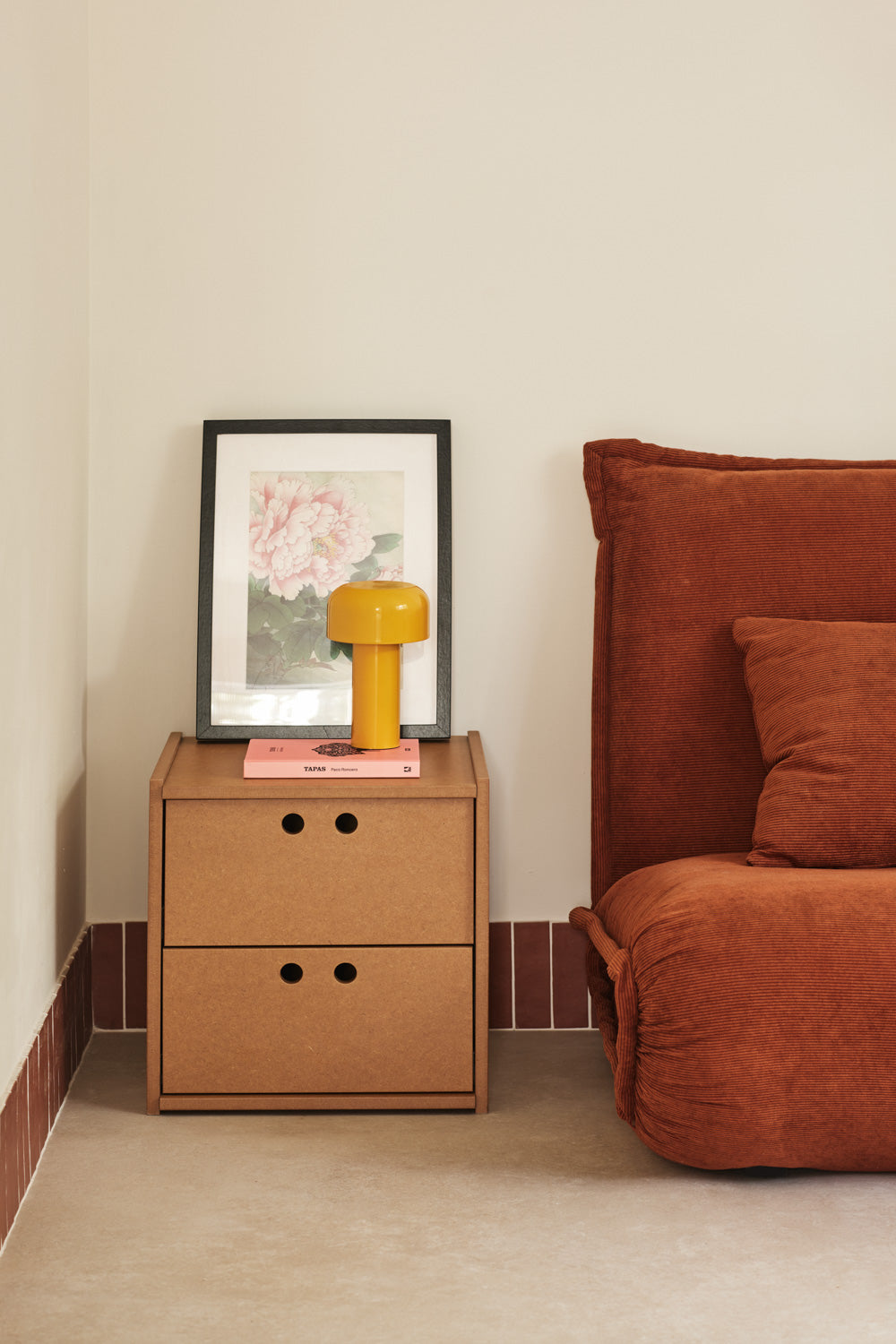 Bedside Table Wally – Natural MDF | 40×40×42 cm