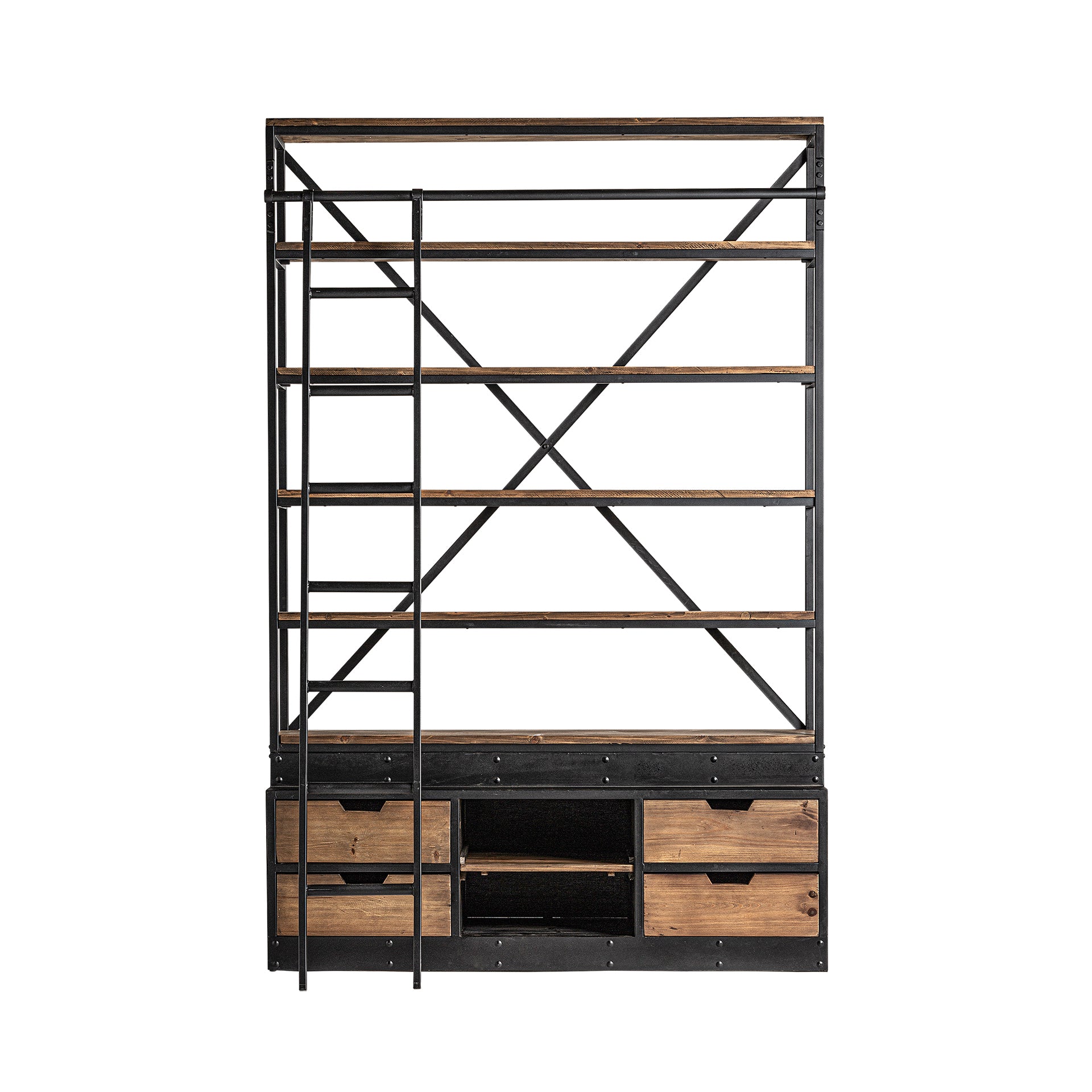 Ivalo Industrial Bookcase - Recycled Pine & Iron