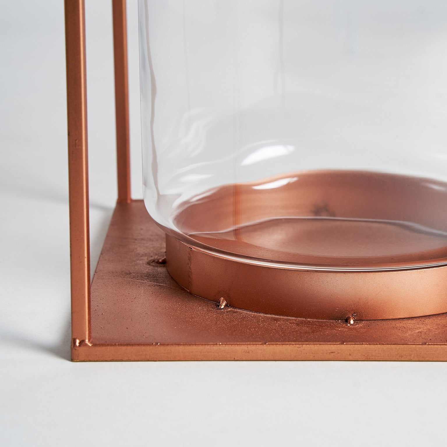 Industrial Candle Holder - Copper Glass with Steel Accents