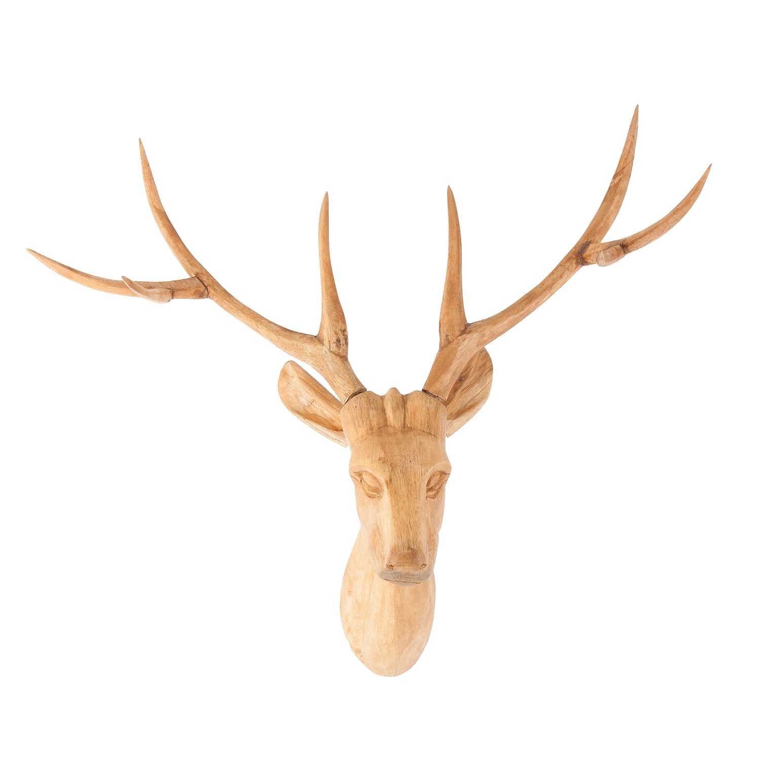 Ciervo Nordic Deer Bust - Brown Teak Wood Sculpture