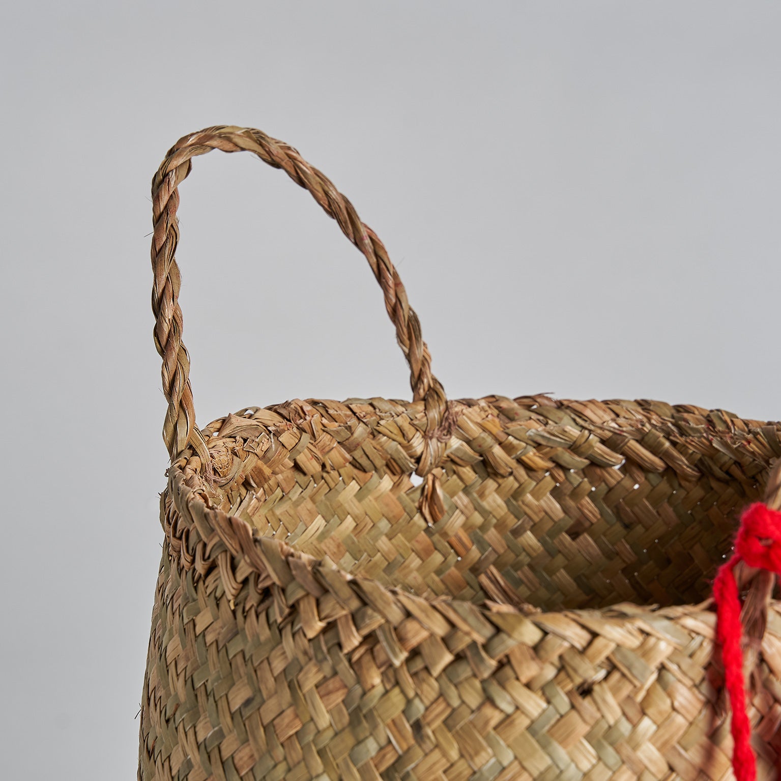 Vintage Red Rattan Clothes Basket - AMALIA Storage Organizer
