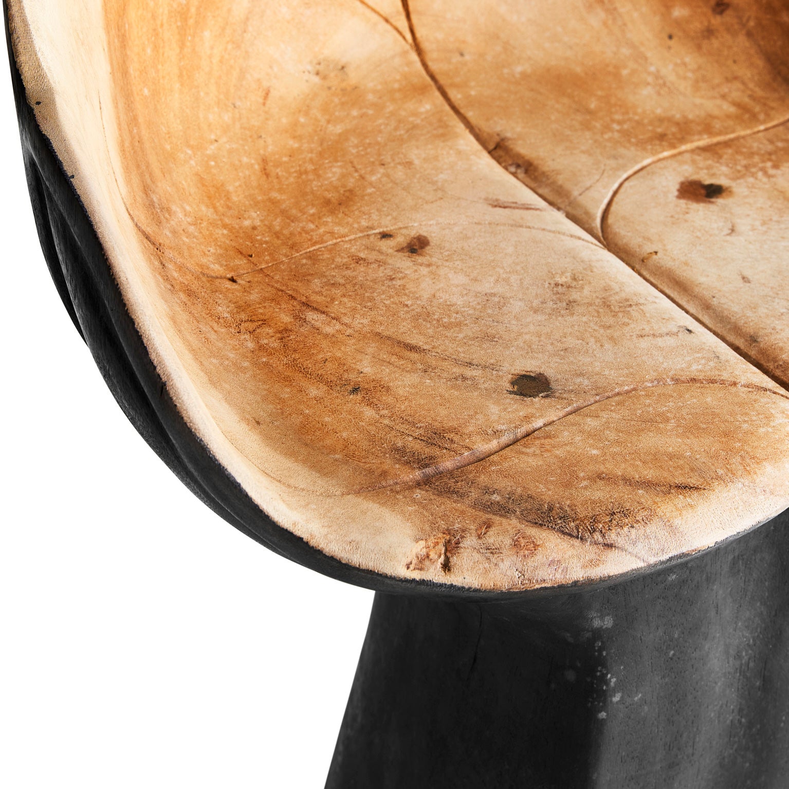 Hoja Black Suar Wood Stool - Ethnic Style Distressed Finish