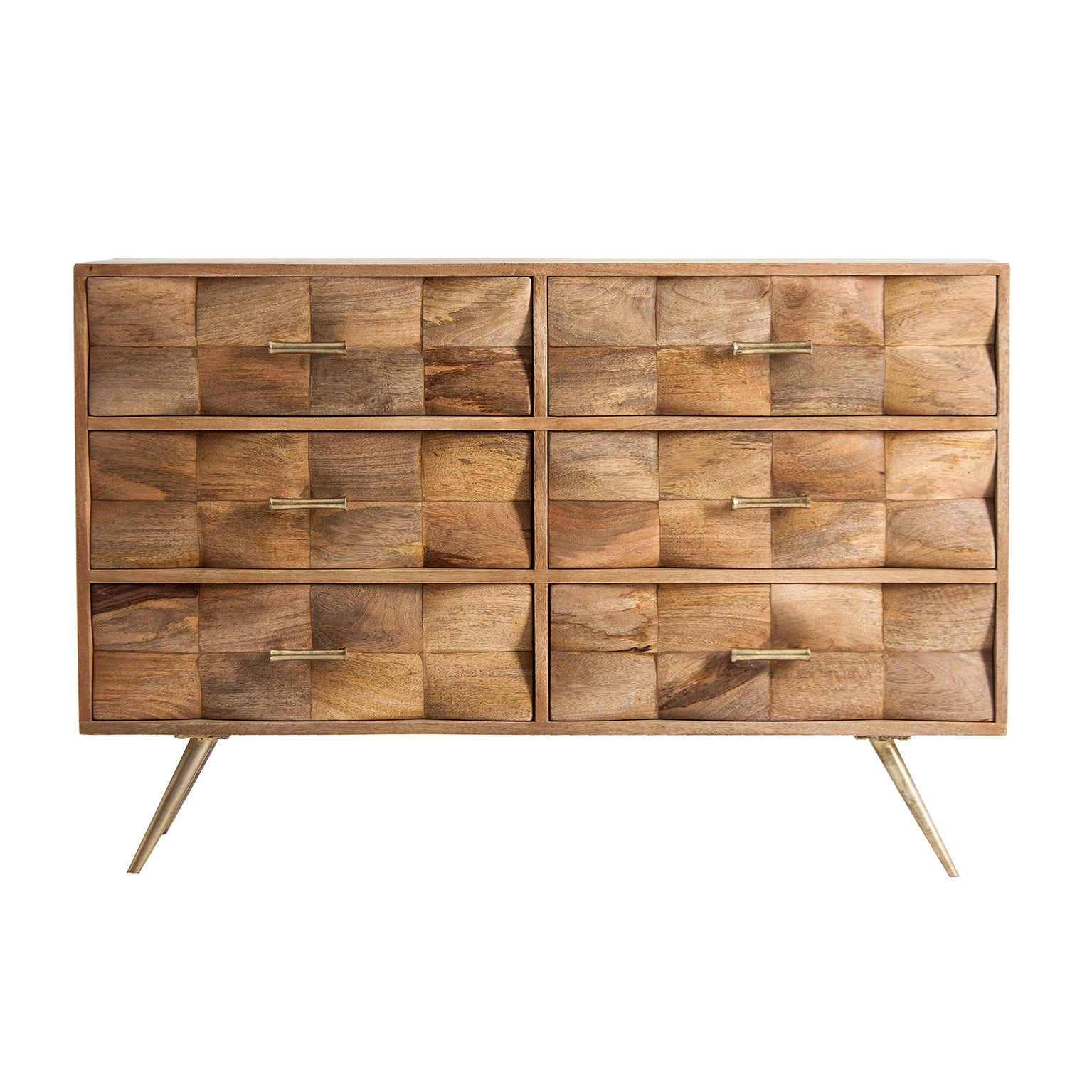 KUSEL Contemporary Chest of Drawers - Brown Iron & Mango Wood