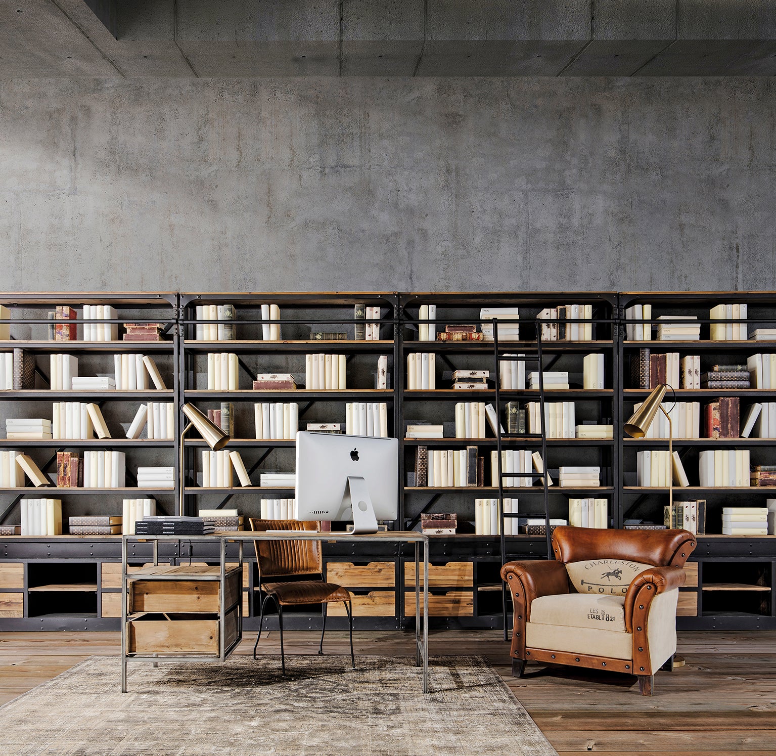 Art Deco Brass Floor Lamp in Golden Finish