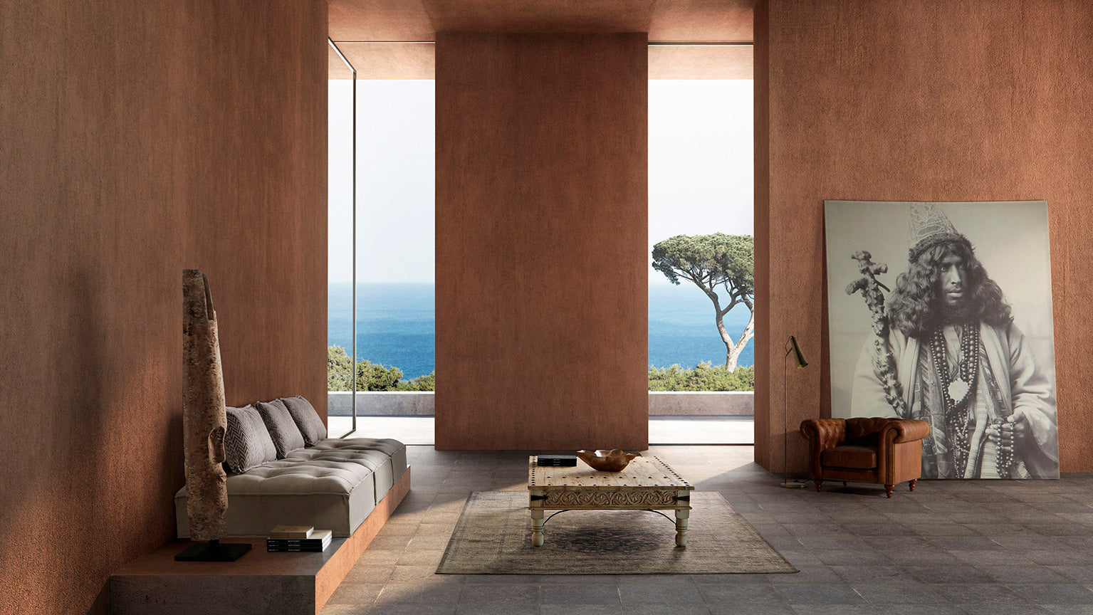 Art Deco Brass Floor Lamp in Golden Finish