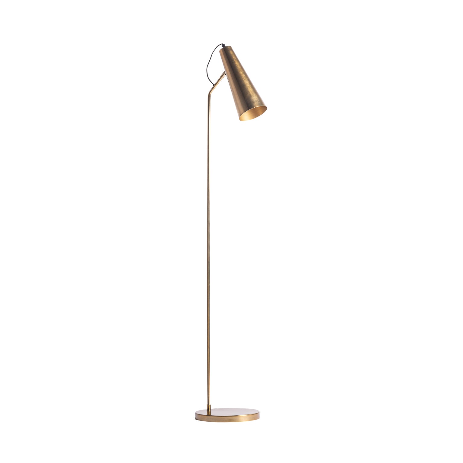 Art Deco Brass Floor Lamp in Golden Finish