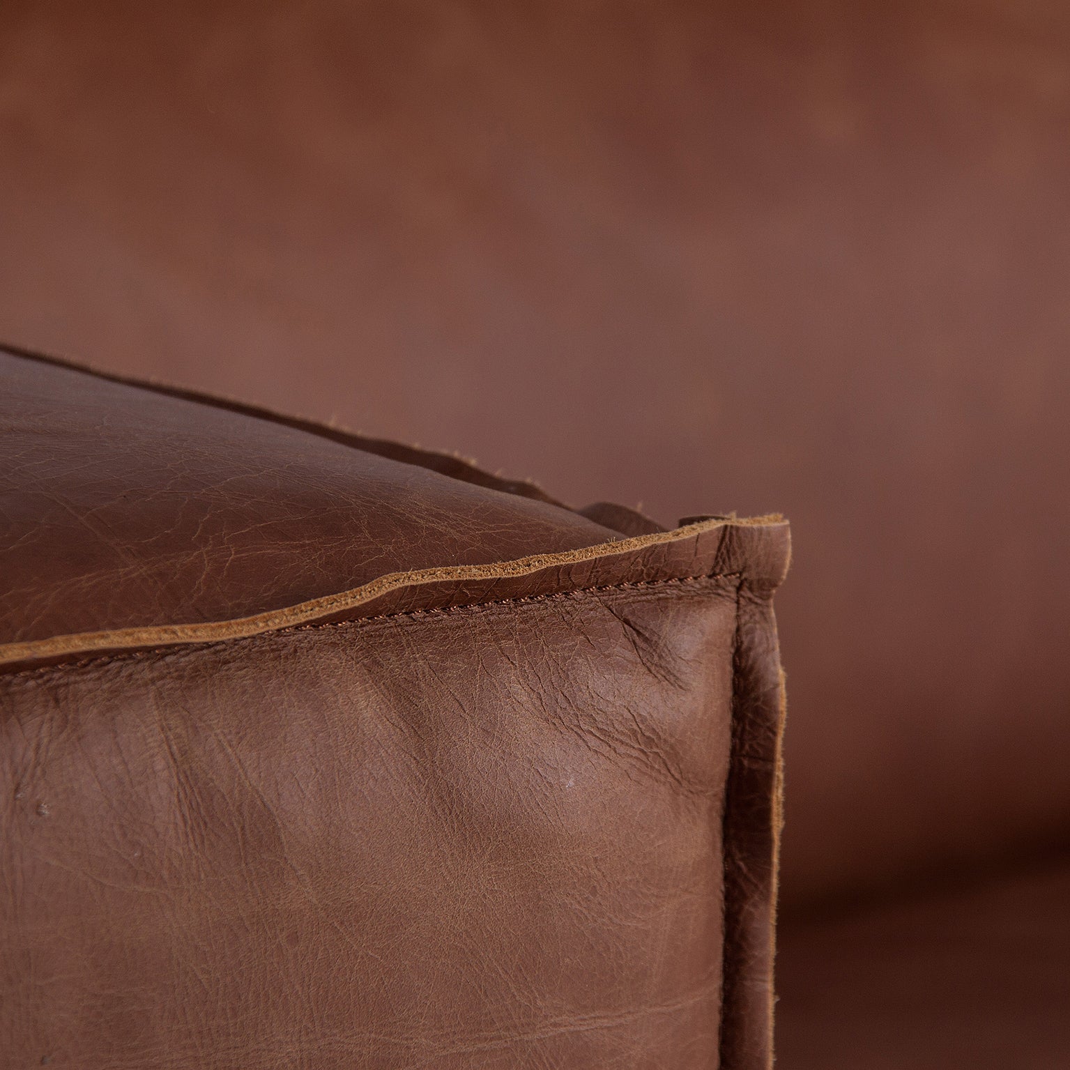 Vintage Brown Leather Sofa - Firwood Frame
