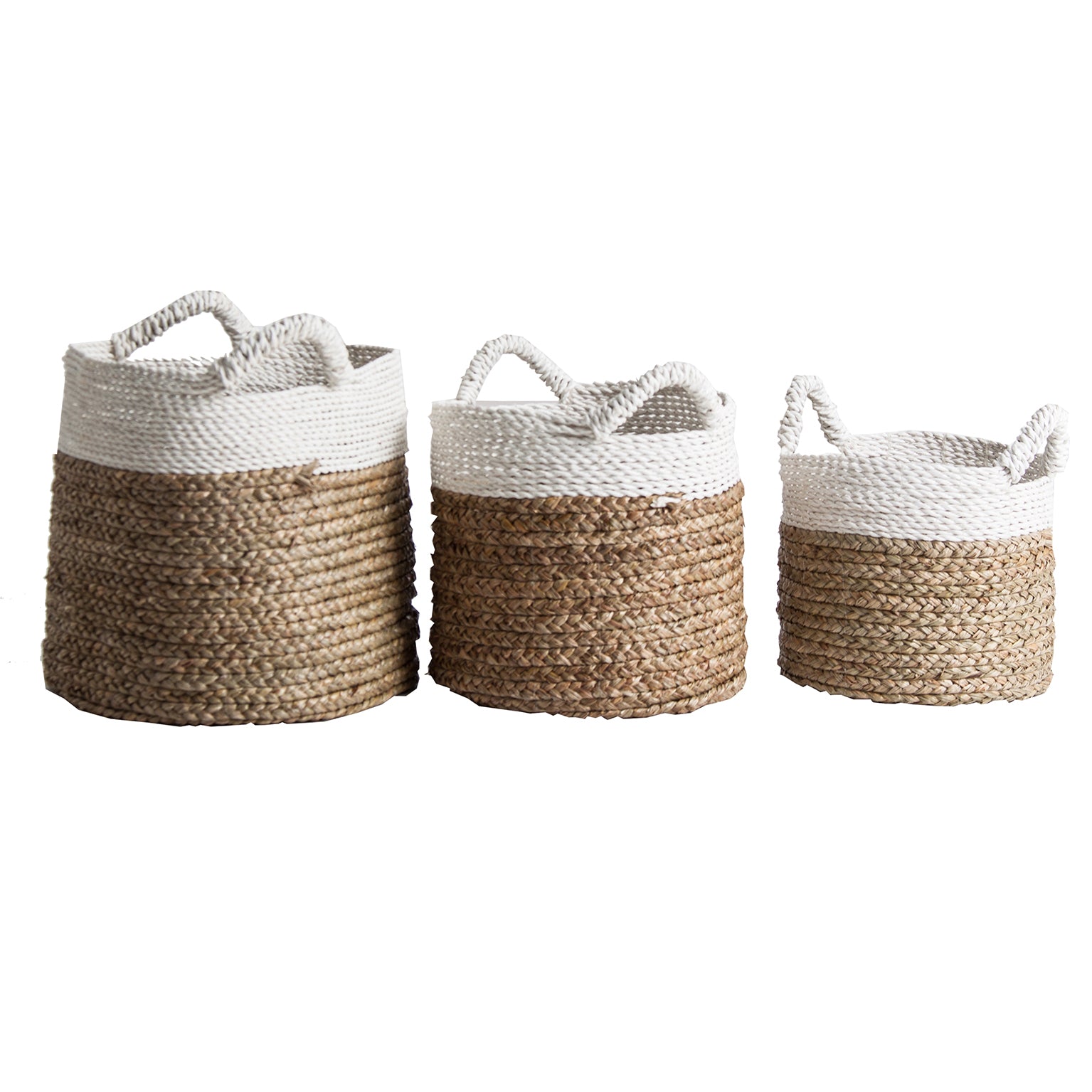 KAOLE Vintage White Wicker Clothes Basket Set of 3 - Storage & Organization
