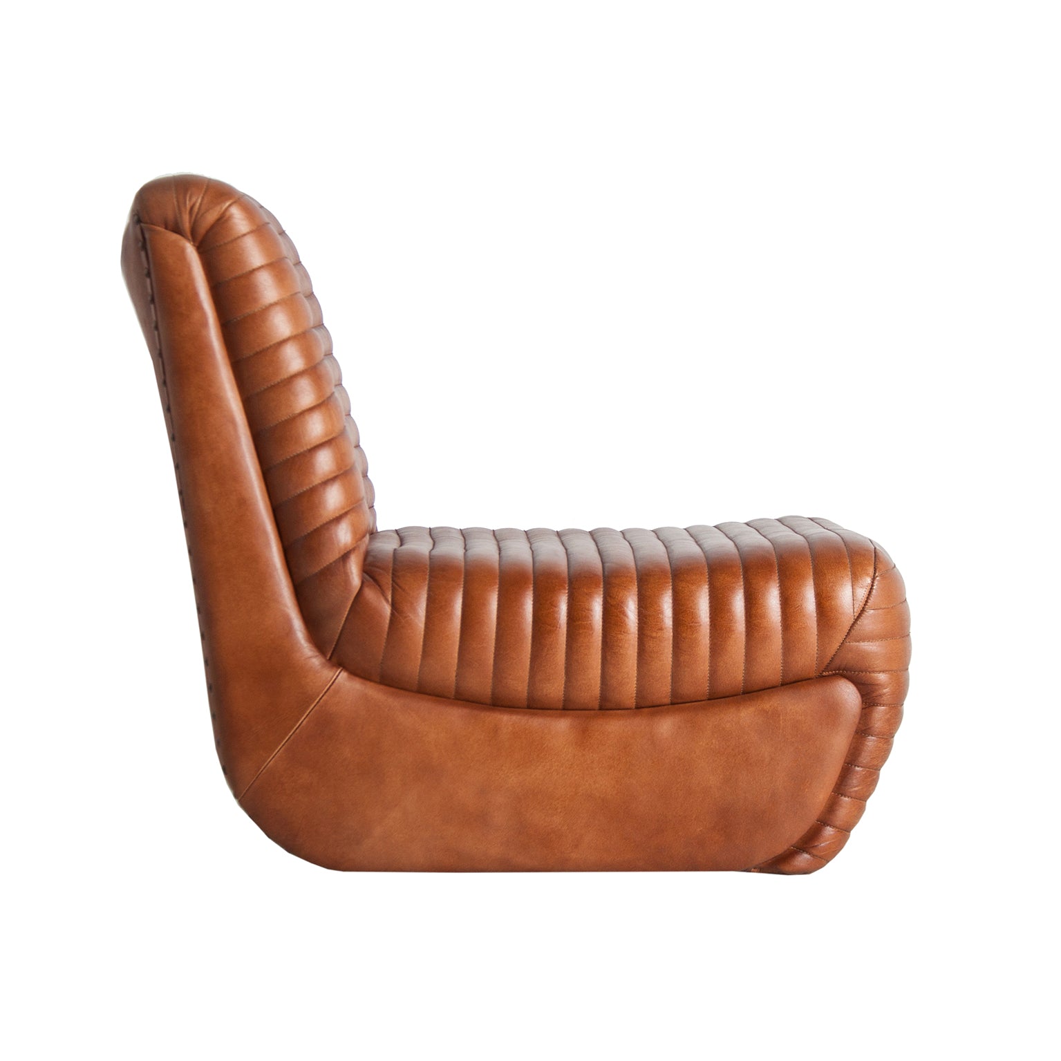 Almstock Vintage Leather Armchair - Brown Leather & Iron Frame
