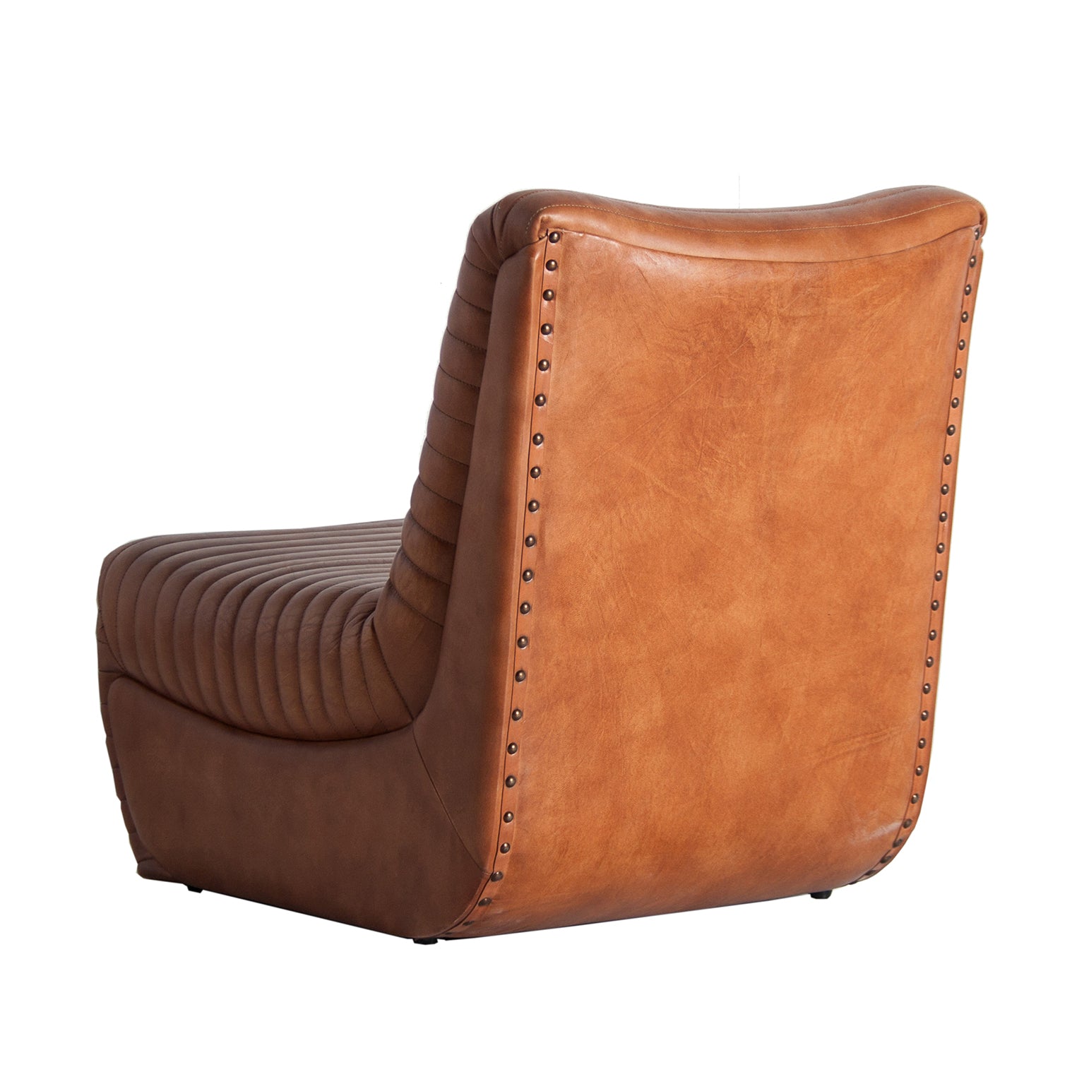 Almstock Vintage Leather Armchair - Brown Leather & Iron Frame