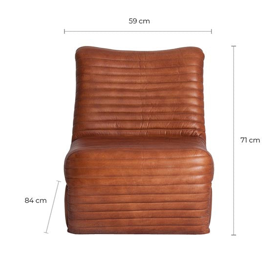 Almstock Vintage Leather Armchair - Brown Leather & Iron Frame