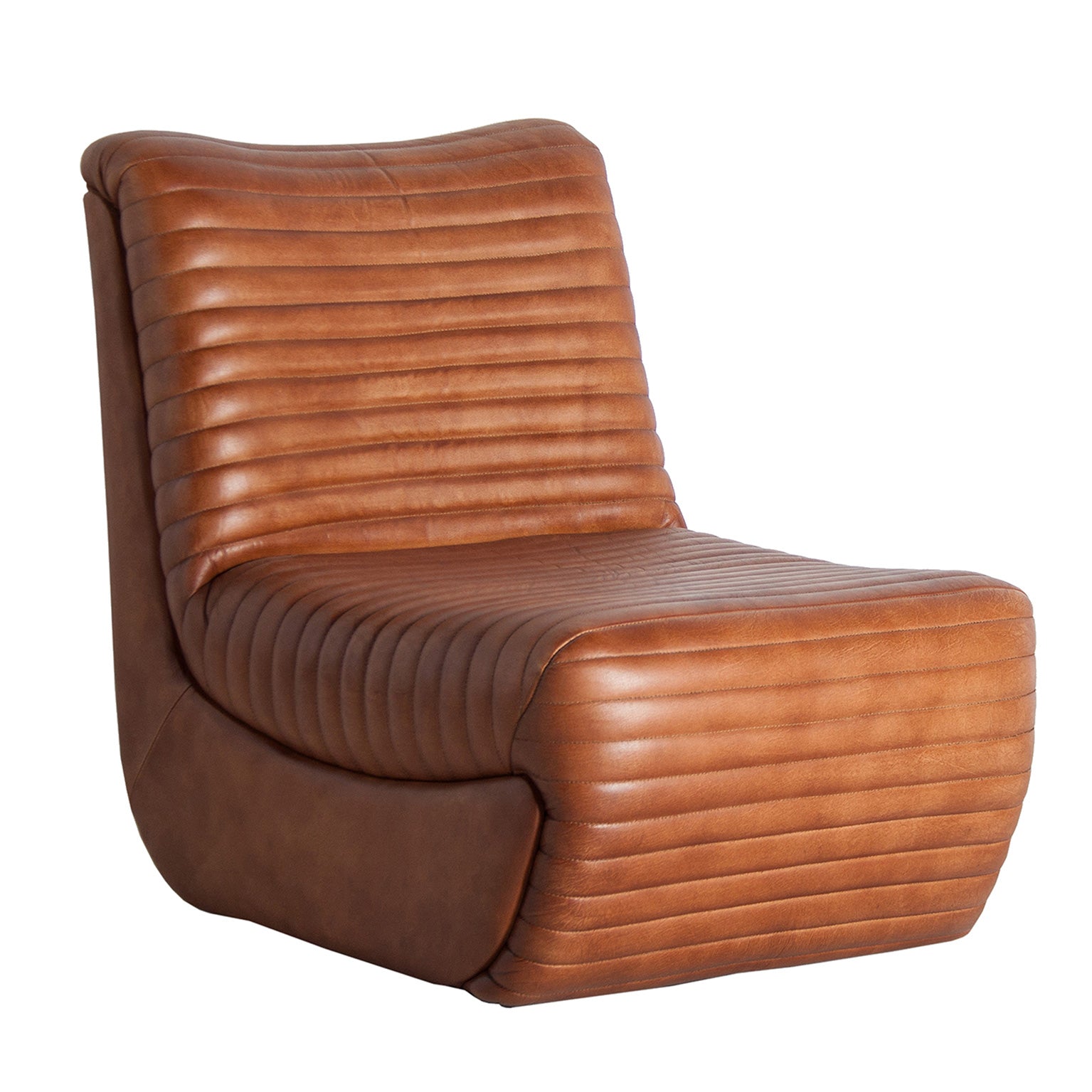 Almstock Vintage Leather Armchair - Brown Leather & Iron Frame