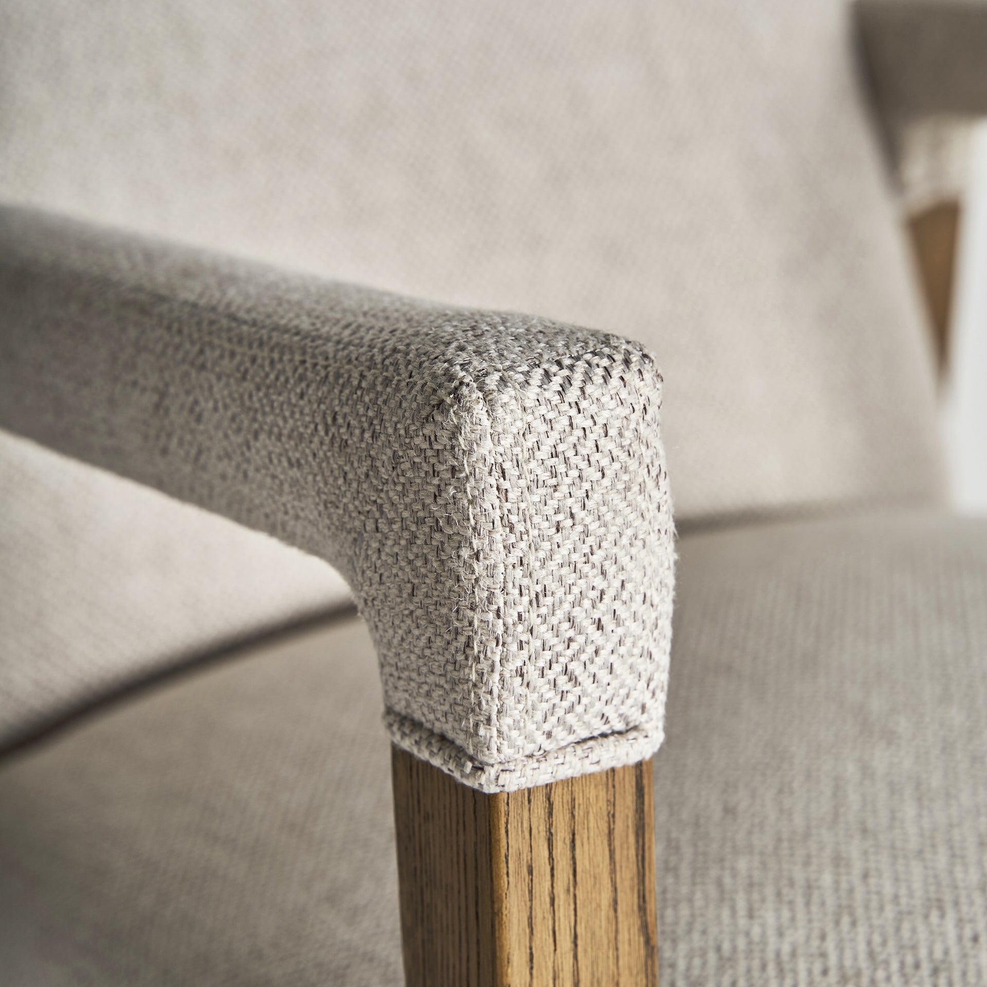 Baena Colonial Chair - Cream Linen & Birch Wood with Foam