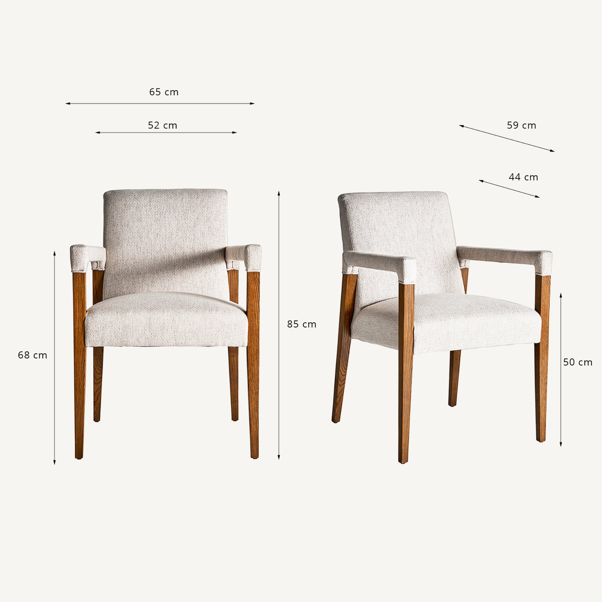 Baena Colonial Chair - Cream Linen & Birch Wood with Foam