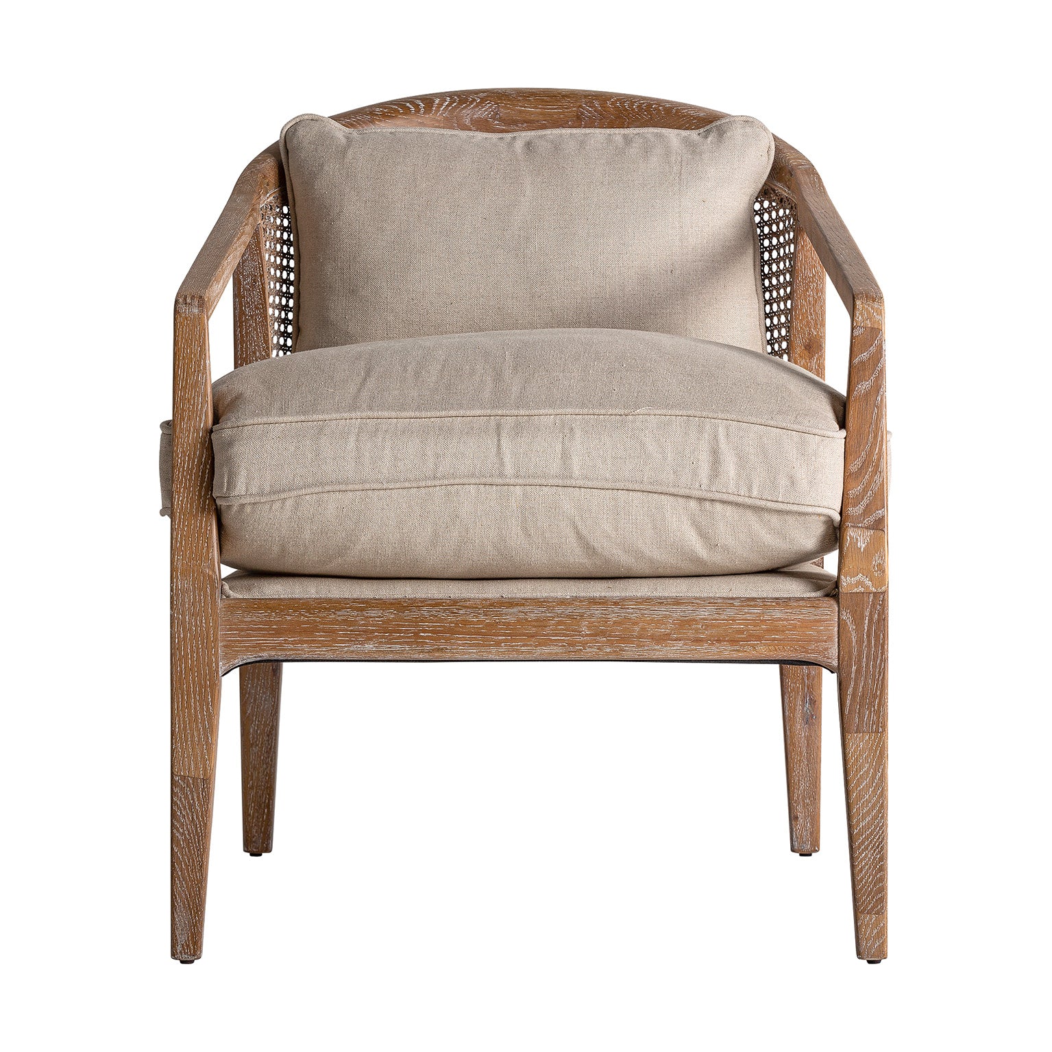 Gistel Colonial Armchair - Brown Ash Wood & Linen Detachable